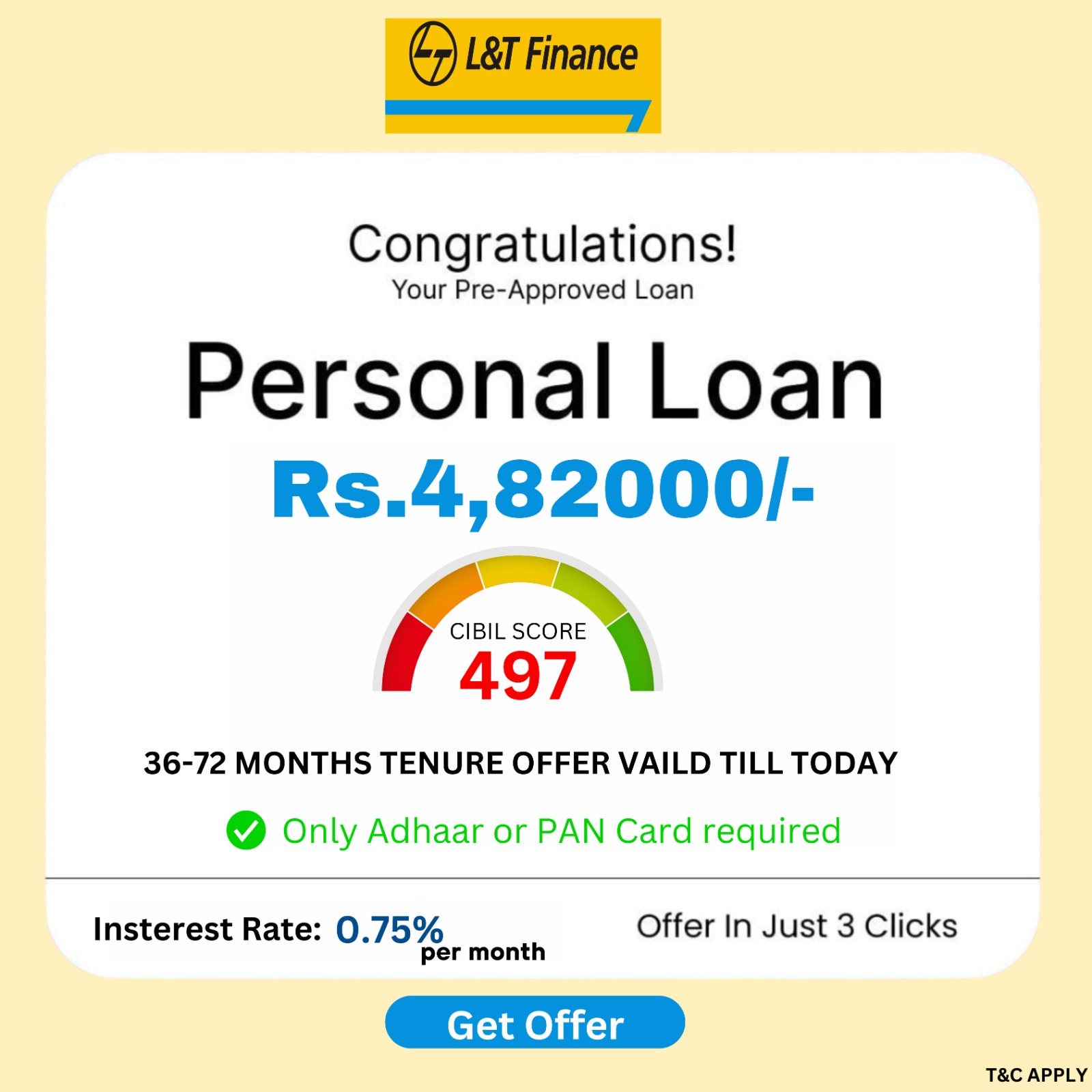 Finogood Facebook ad: Get ₹ 4,82 /-LAKH Personal Loan Offer | Instant Pre-Approval