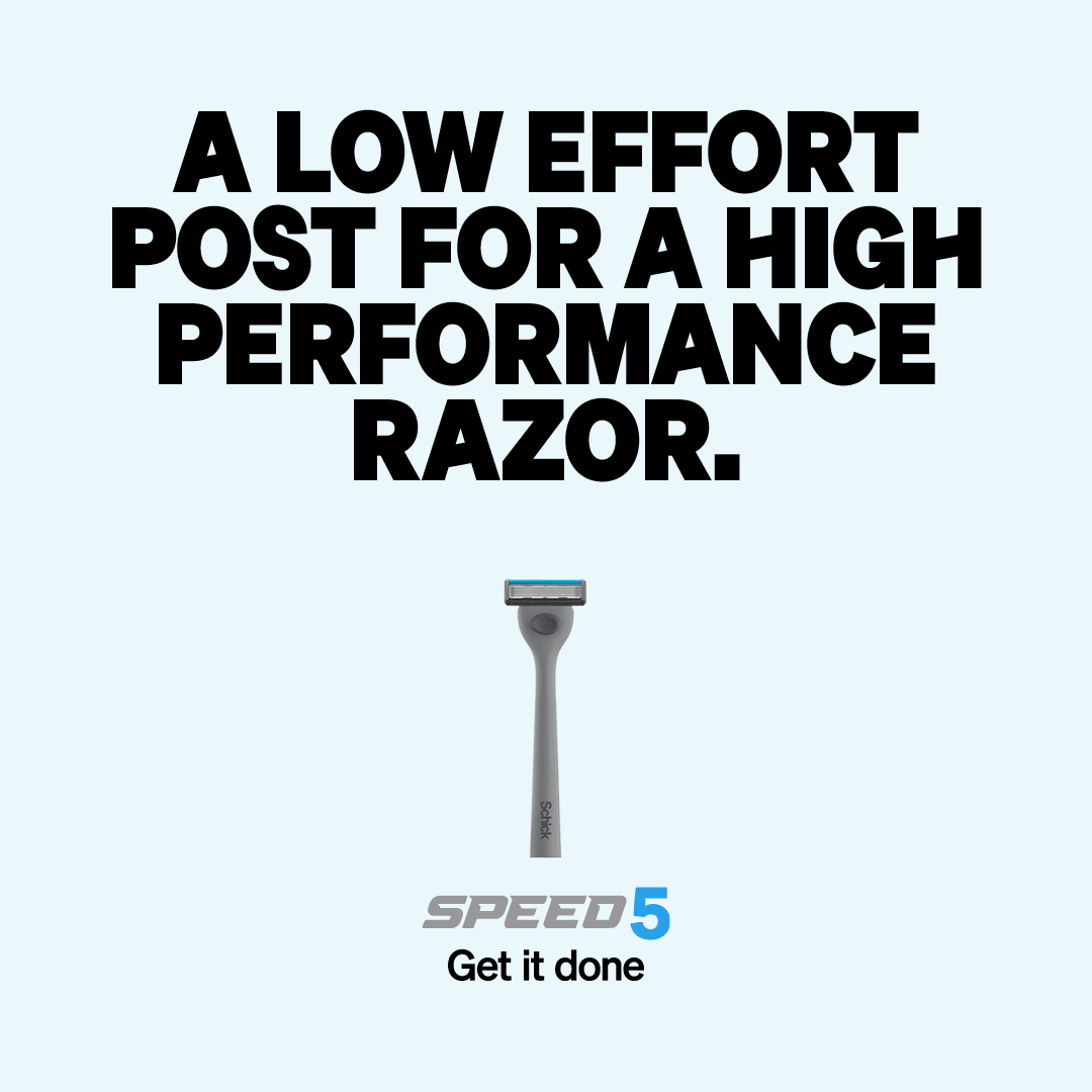 Schick ANZ Facebook ad: Minimal post. Maximum shave.