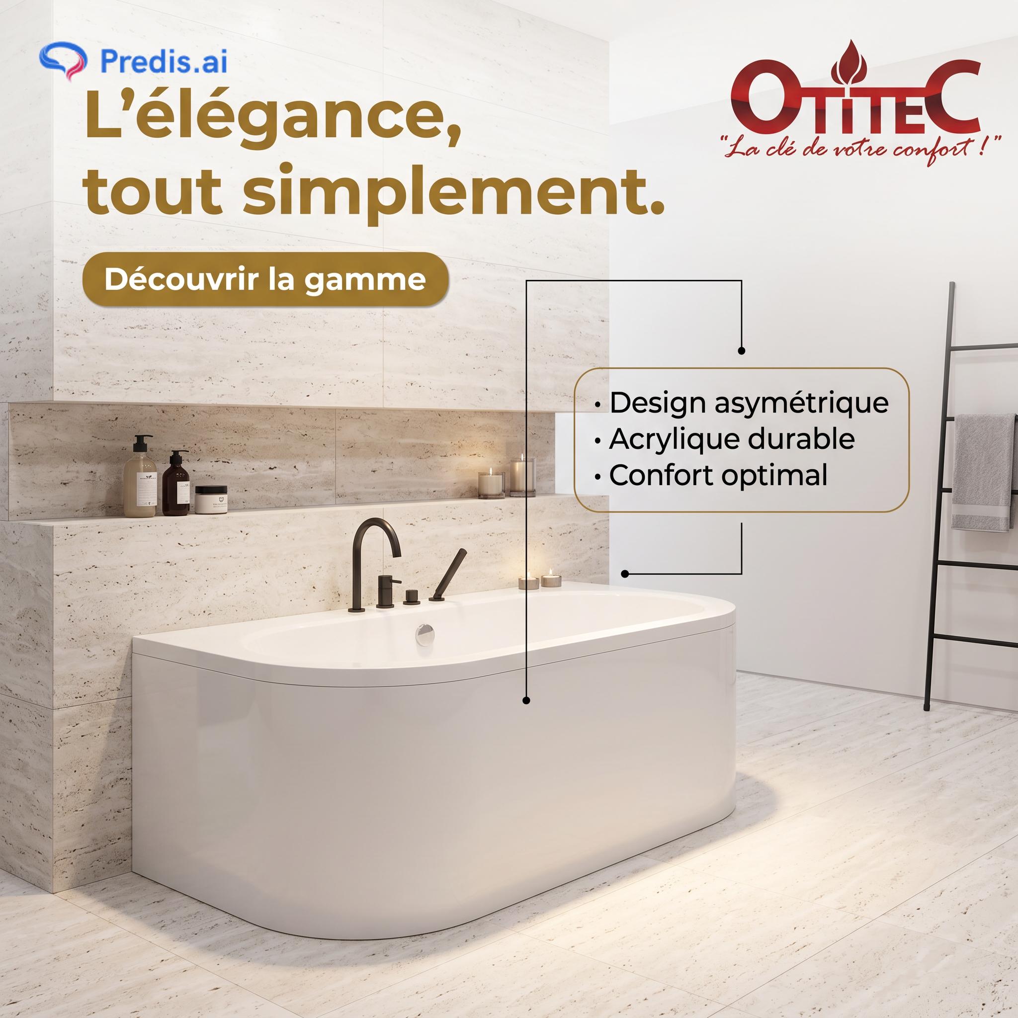 OTITEC Facebook ad: La baignoire blanche asymétrique AVITA allie confort et…