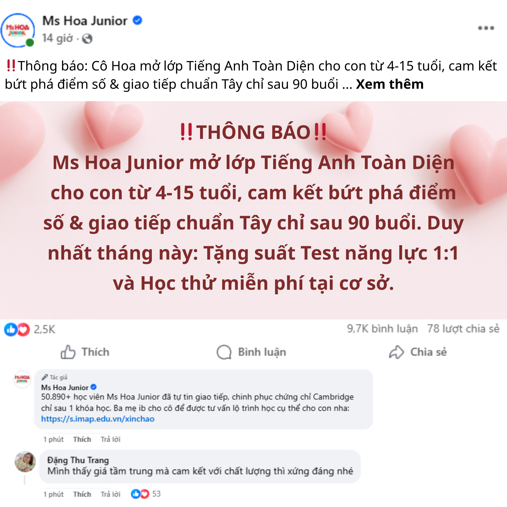 Ms Hoa Junior Facebook ad