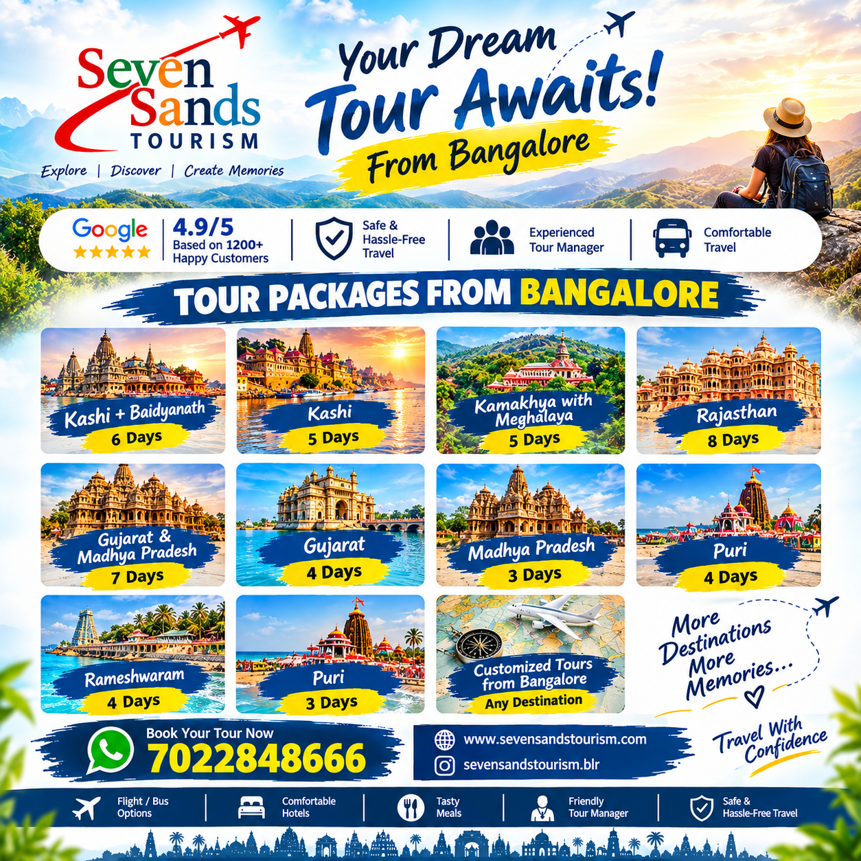 Seven Sands Tourism - Blr Facebook ad: Trusted Pilgrimage Tours from Bangalore