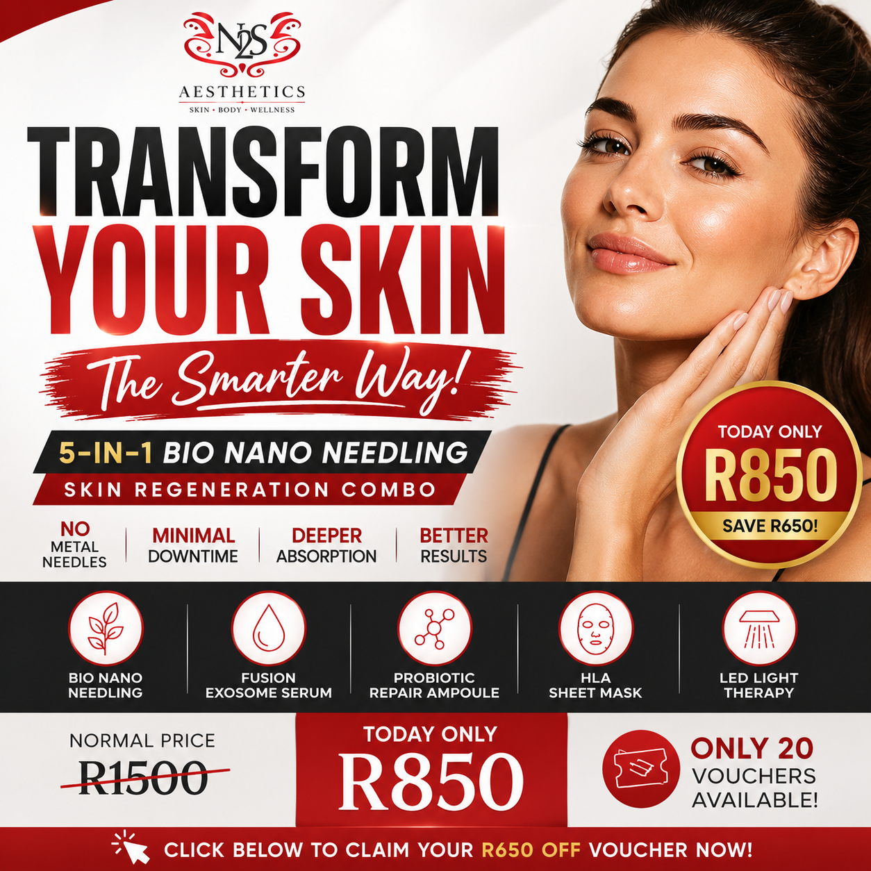Needleless to Say Facebook ad: 5-IN-1 Skin Regeneration Combo