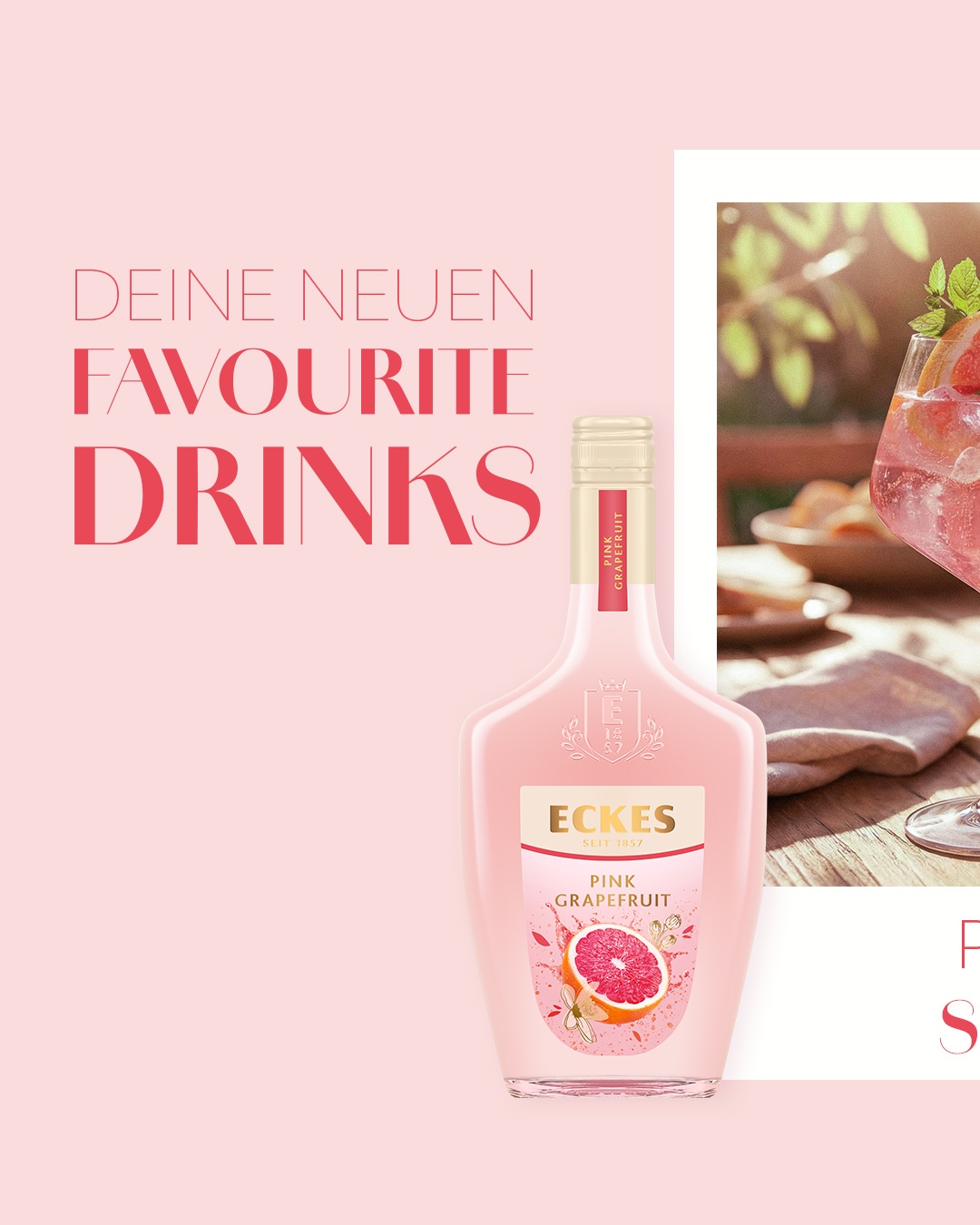 ECKES Liköre Facebook ad: Vier Drinks. Eine Sorte.