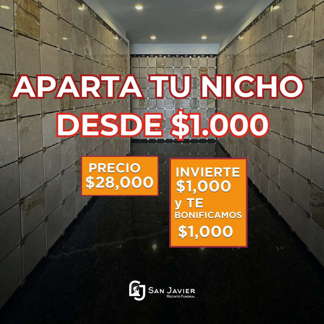 Recinto funeral San Javier Facebook ad: Aparta tu nicho desde $1.000 con una bonificación…