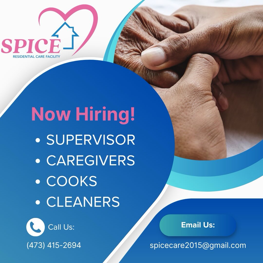 Jobs In Grenada Facebook ad: Supervisor, Caregivers, Cooks & Cleaners, Spice…