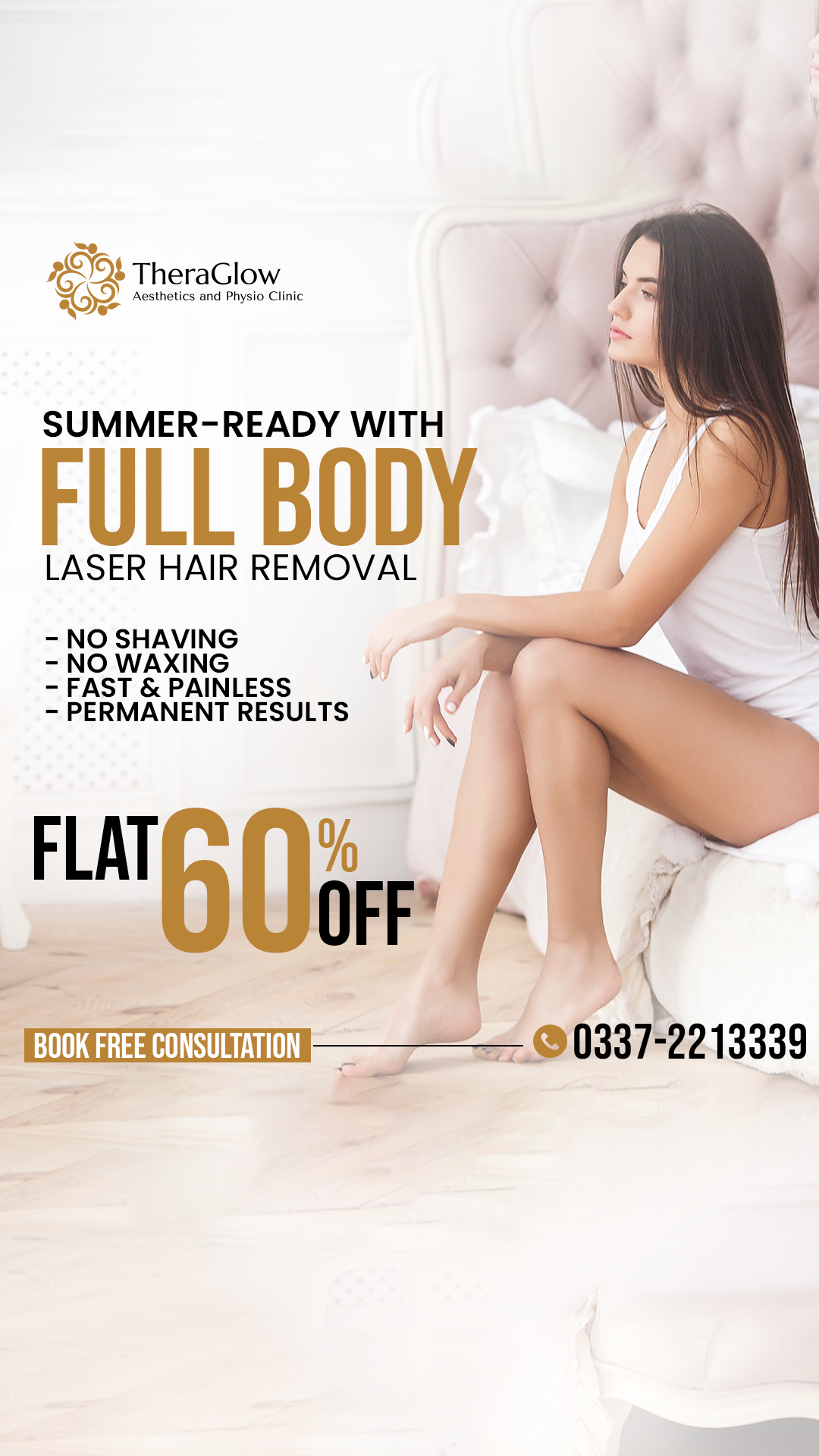 TheraGlow Aesthetics and Physio Clinic Facebook ad from Aug 13, 2025
