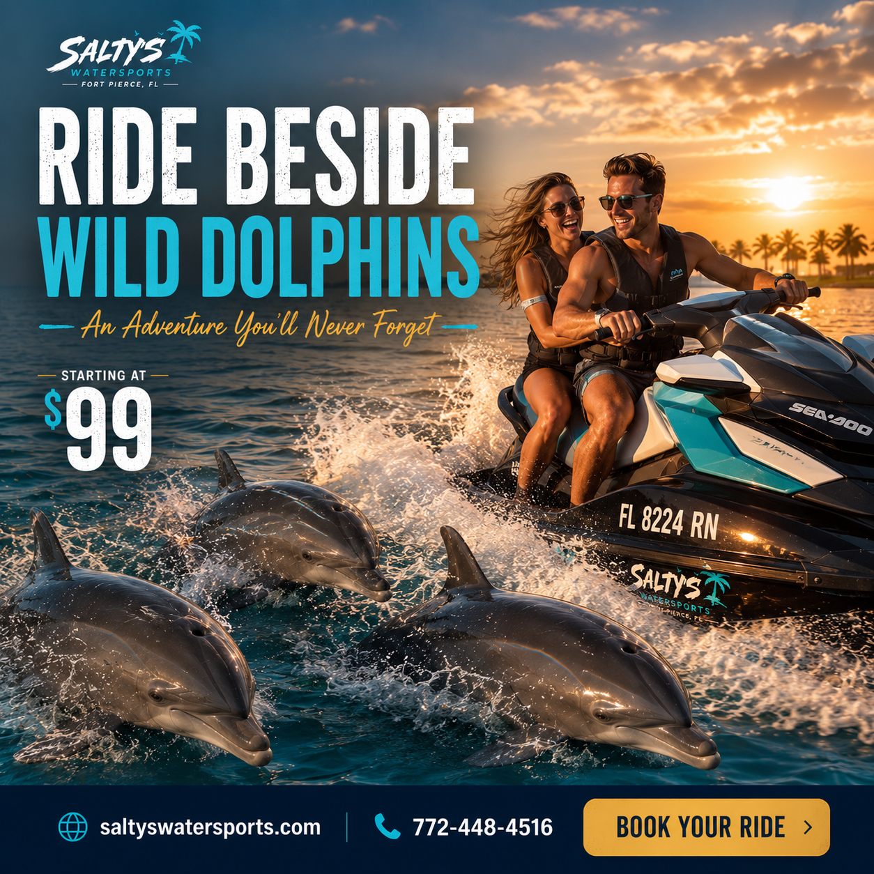 Salty’s Water Sports Boat & Jet Ski Rental Facebook ad