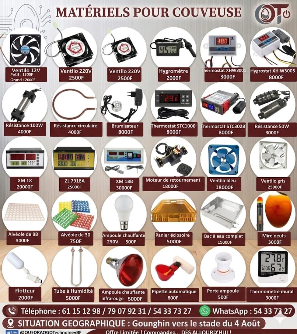 Ouedraogo Technology Facebook ad: MATERIELS POUR COUVEUSE DISPONIBLE