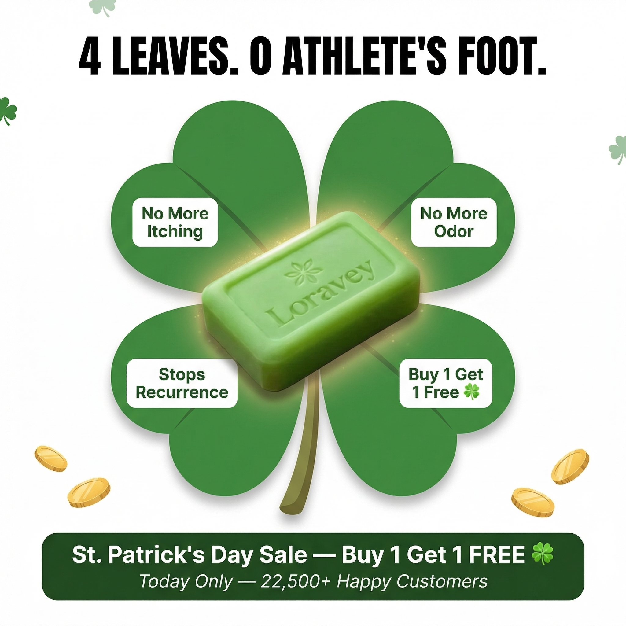 Try Loravey Facebook ad: St. Patrick's Day Sale: Buy 1 Get 1 FREE