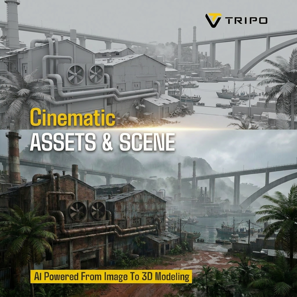 Tripo Facebook ad: Build 3D Scenes with AI