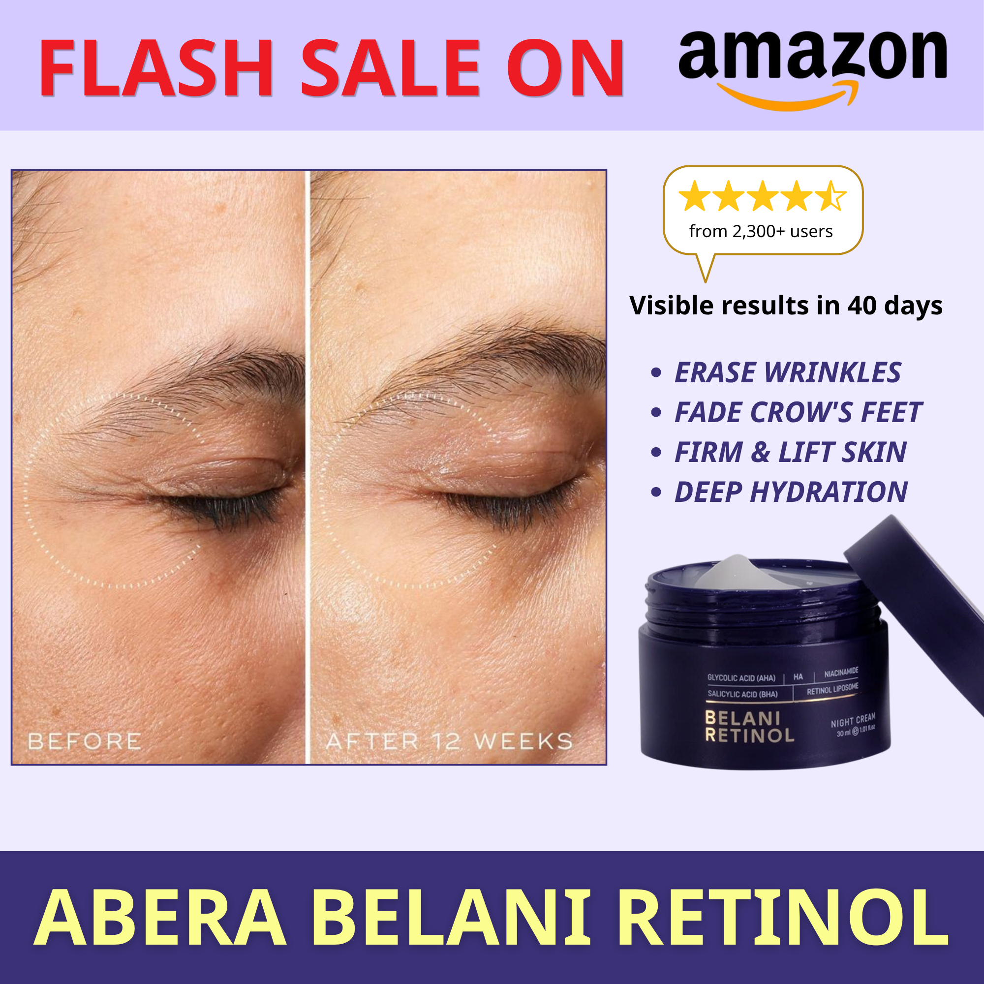 Belani Retinol Cream Facebook ad: Limited-time deal - Free Shipping & 30-Days Risk-Free