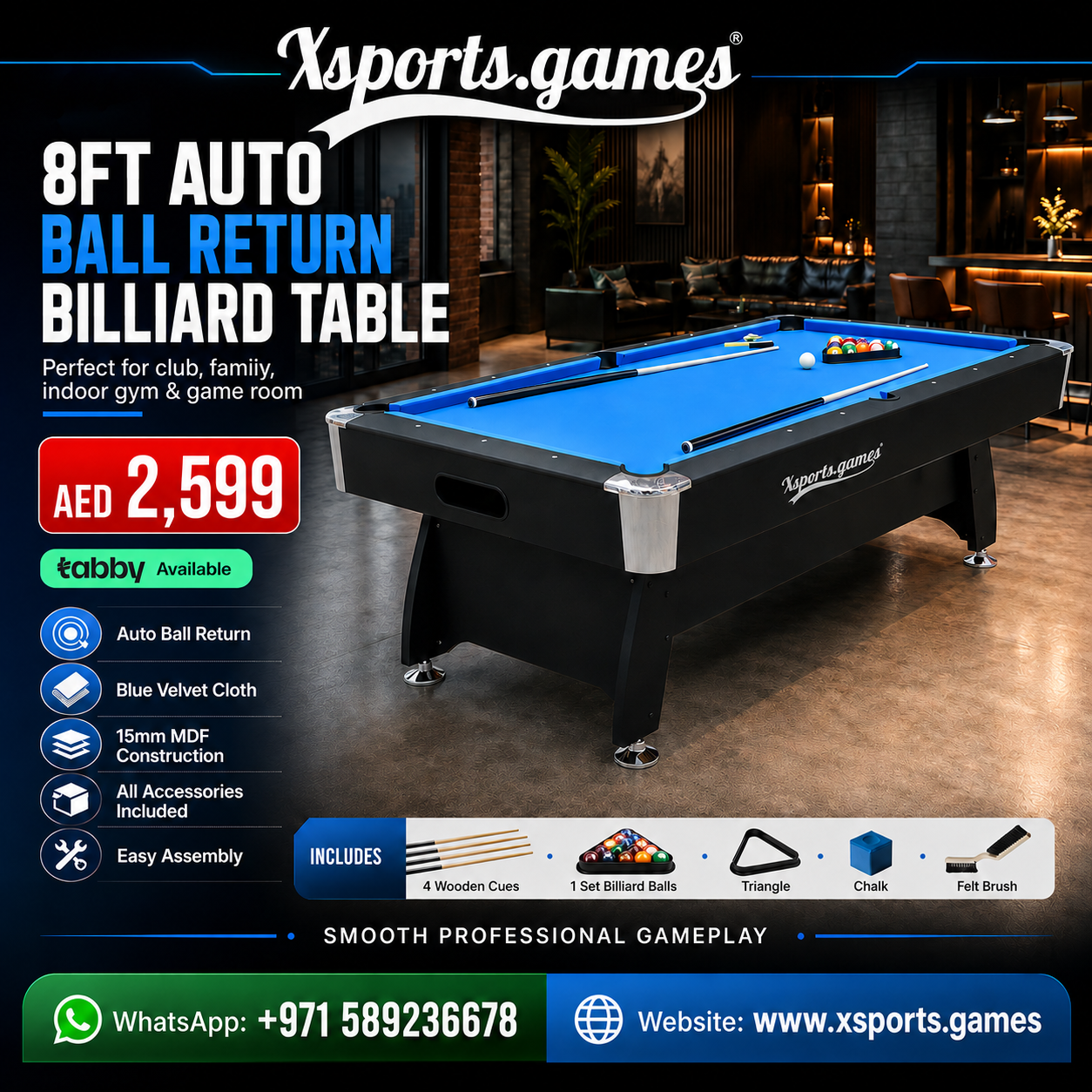 X-Sports Games Facebook ad: Upgrade Your Game Room with XSports Billiard Tables!