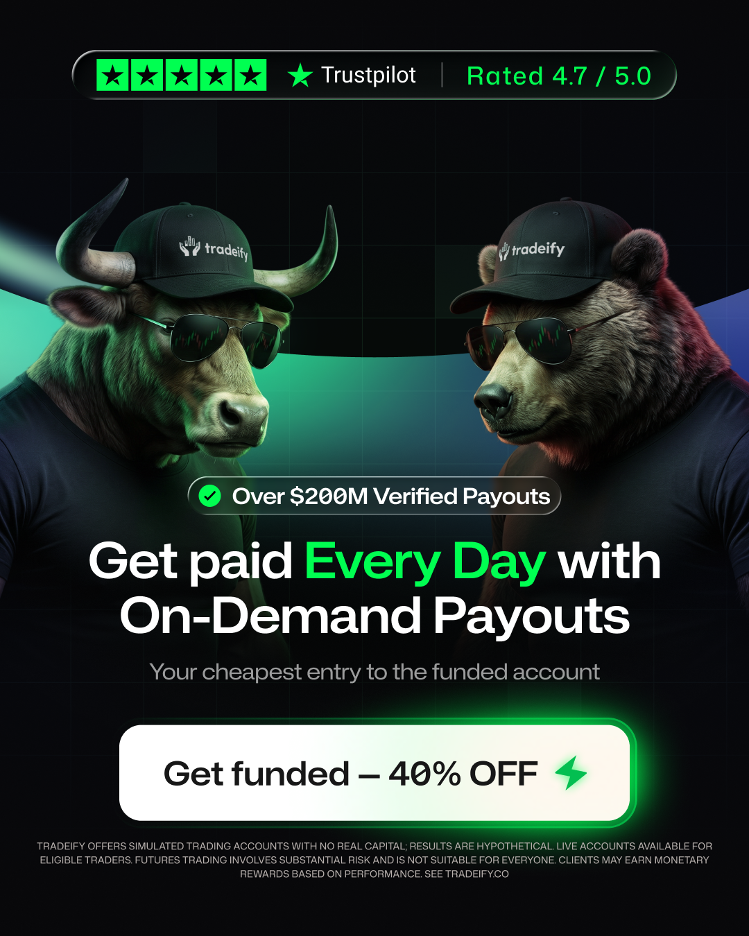 Tradeify Facebook ad: Best Futures Prop Firm - Instant Funding & Daily Payouts…