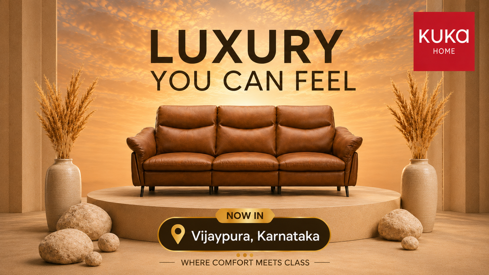 Dash Square Facebook ad: Transform Your Home with Kuka Luxury Furniture!