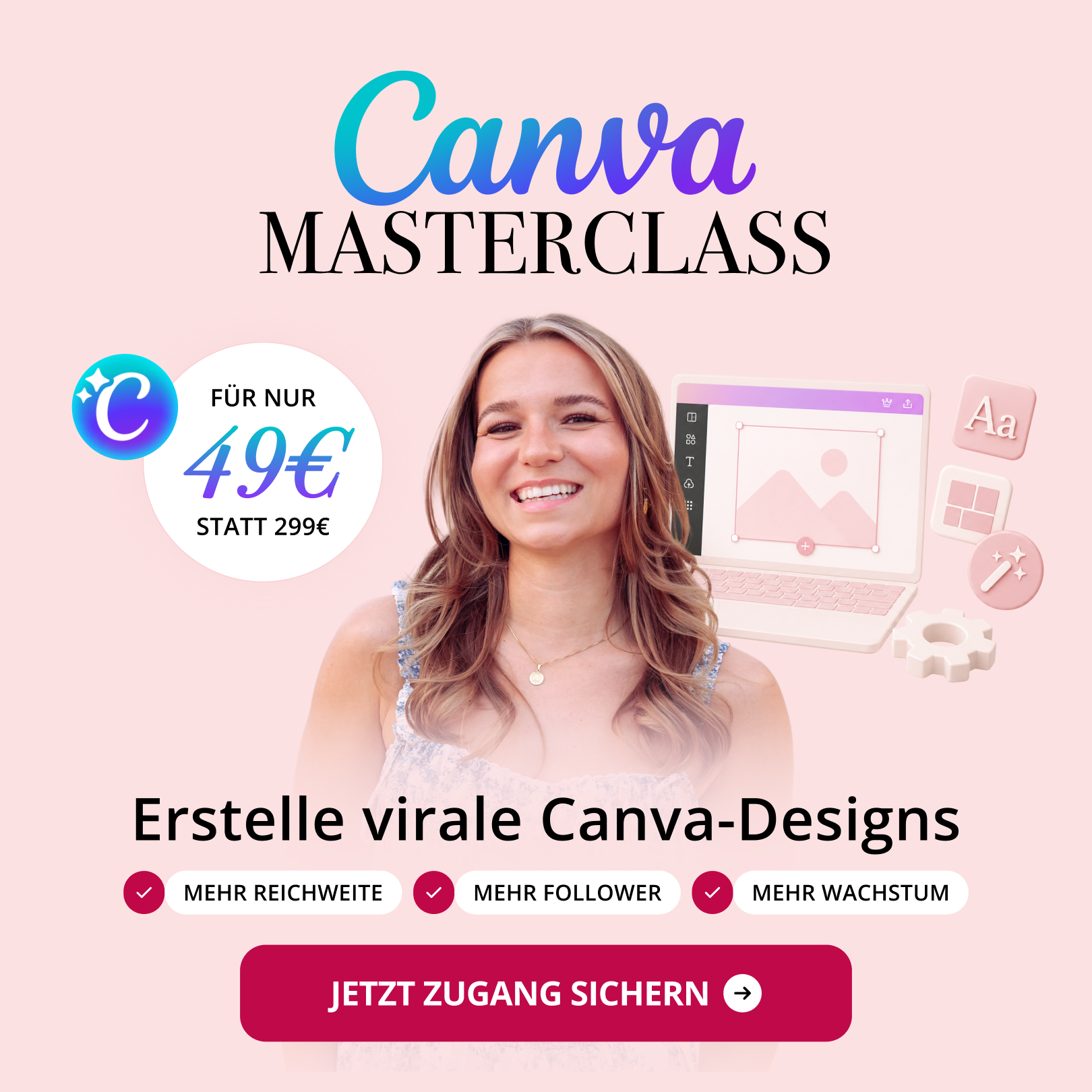 Alinas Creator Club Facebook ad: Hol dir den Creator-Look mit Canva