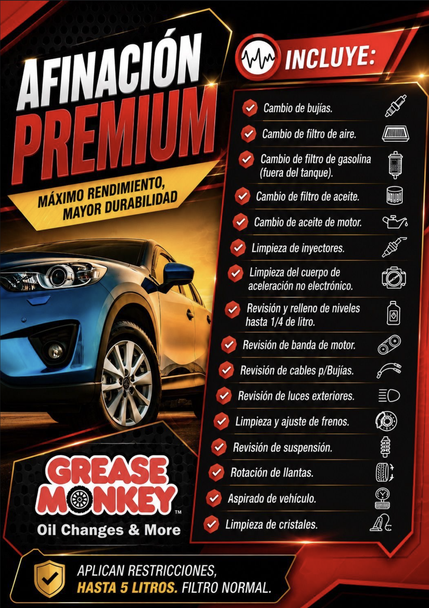 Grease Monkey GRAN BAJIO Facebook ad: ¿Tu coche ya no se siente parejo?