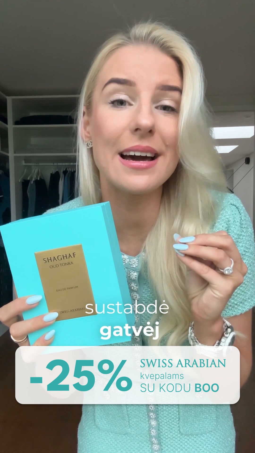 Newcrush Facebook ad: Swiss Arabian 25% nuolaida su kodu BOO