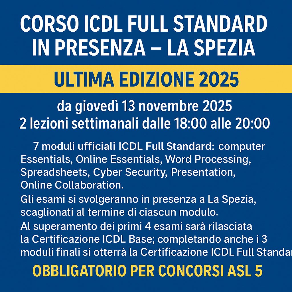 Mediastaff Istituto Kant - global learning provider Facebook ad: Corso ICDL Full Standard, Edizione dal vivo a La Spezia