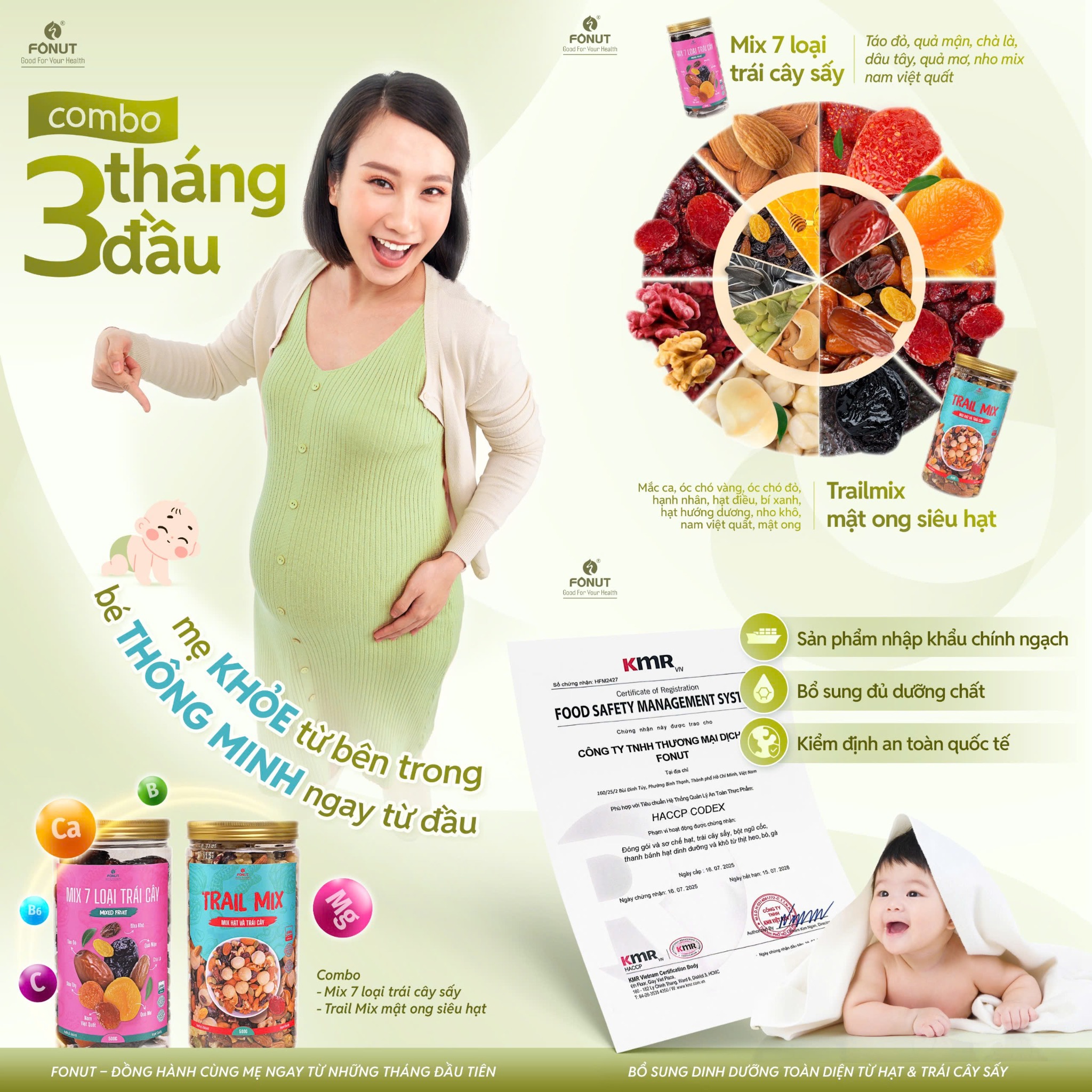 FONUT - Hạt Dinh Dưỡng Cho Mẹ Bầu Facebook ad: Combo ăn vặt dinh dưỡng cho mẹ bầu Fonut hũ 500g- 350g…