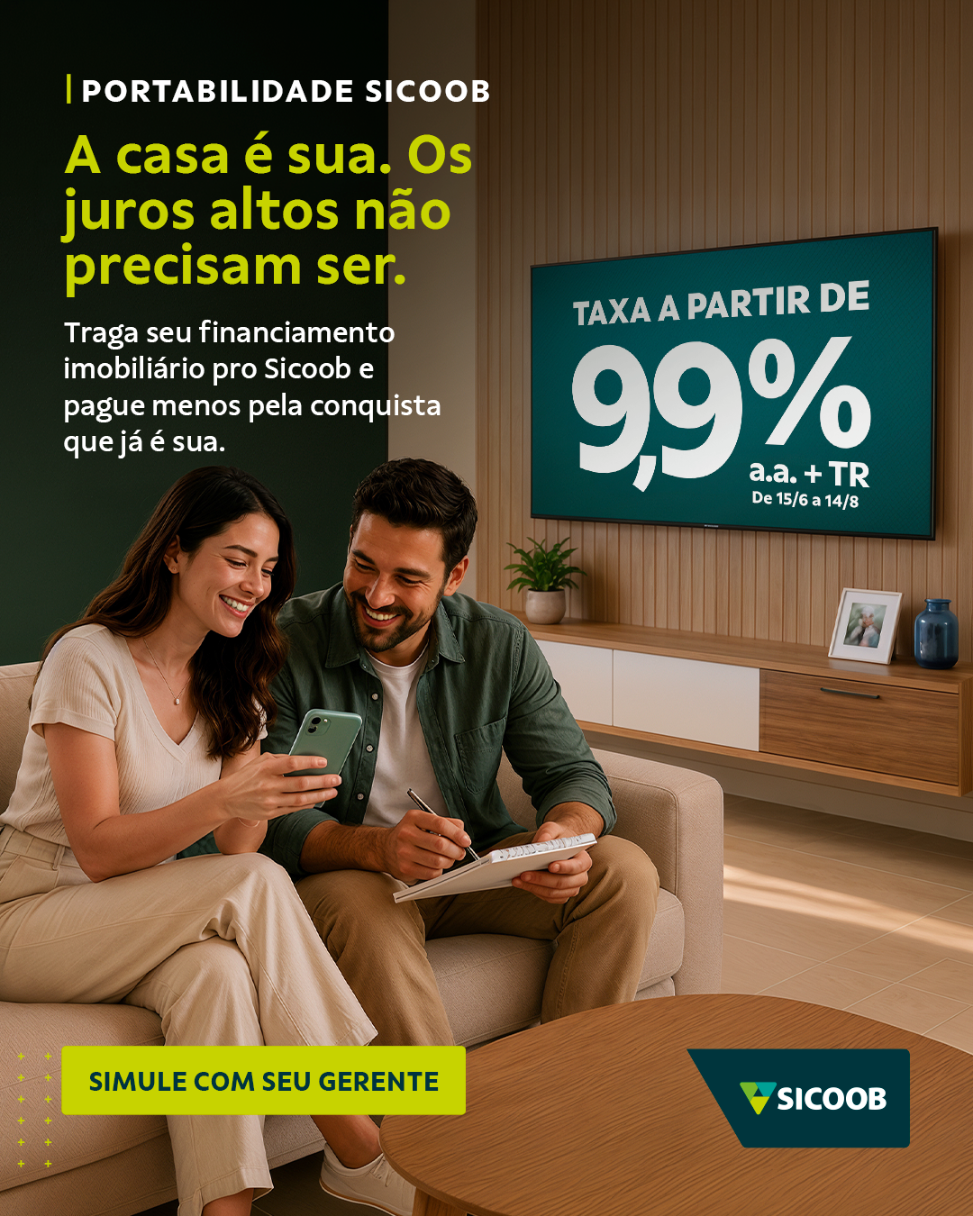 Sicoob Facebook ad: Simule agora!