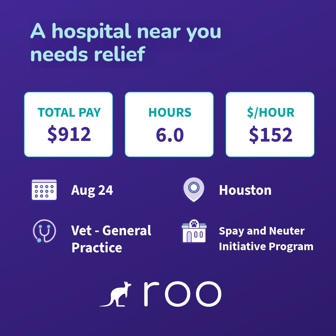 Roo Facebook ad: 6 open vet shifts near Houston on Monday…