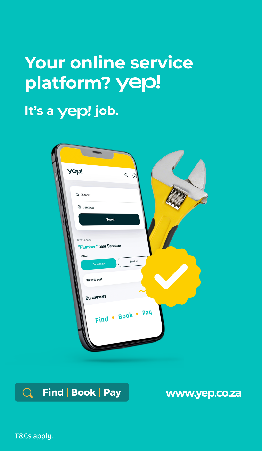 Yep Facebook ad: Find, book and pay experts near you
