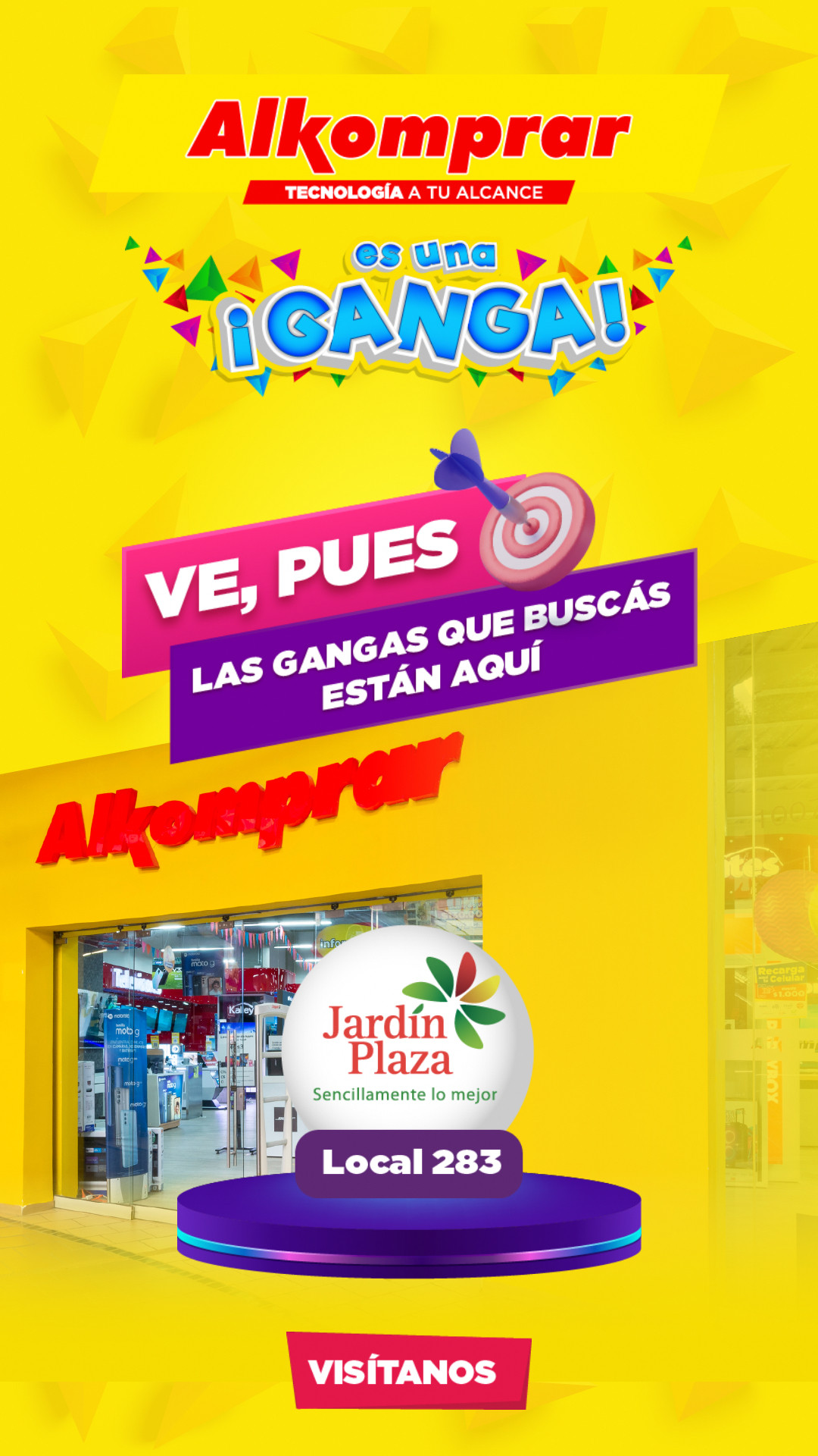 Alkomprar Facebook ad: Visítanos en el C.C. Jardín Plaza