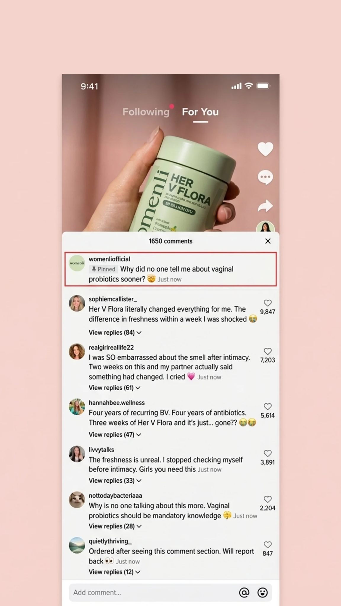 Womenli Supplements Facebook ad: Stop stink. Feel confident.