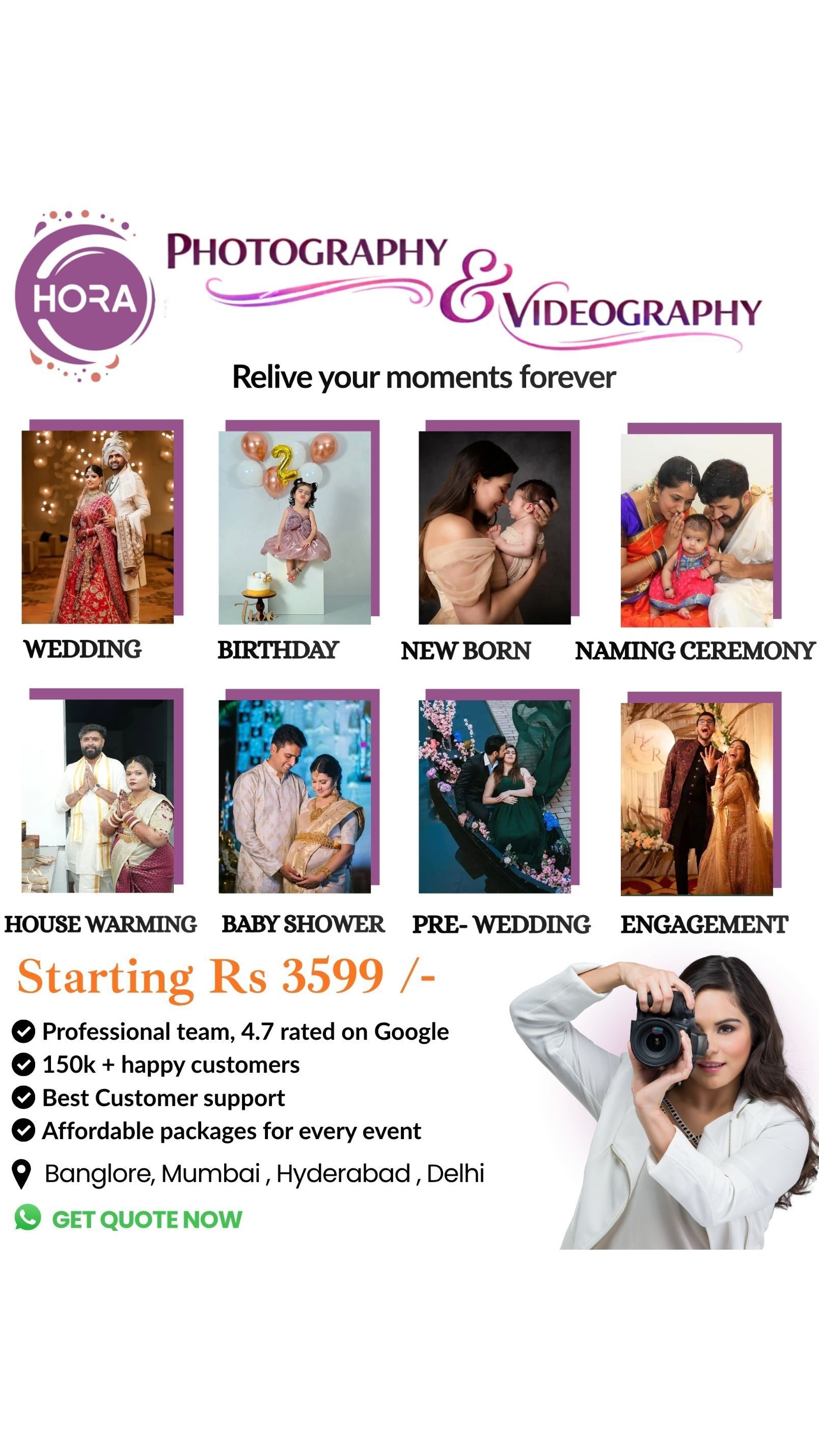 Hora Facebook ad: Photography starts @3499 only