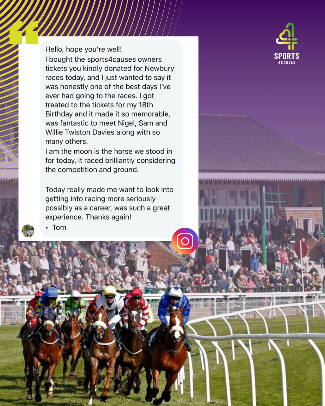 Sports4Causes Facebook ad from May 6, 2025