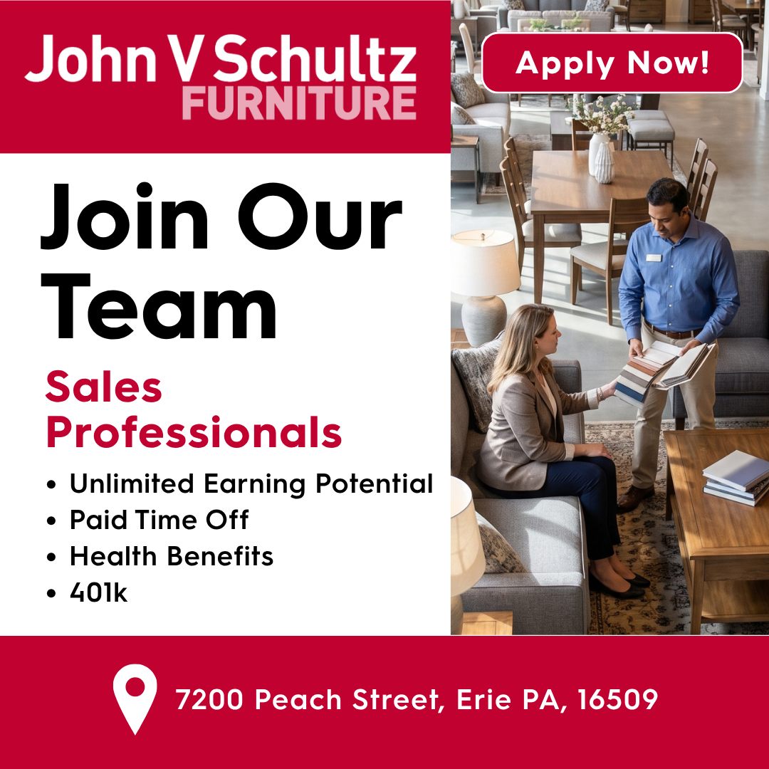 John V. Schultz Furniture and Mattress Facebook ad: APPLY NOW! Join the John V.