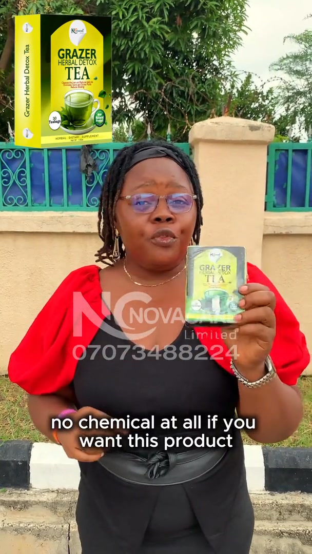 Novacare.ng Facebook ad: Get R!d of Big B3lly With Grazer Herbal Detox Tea