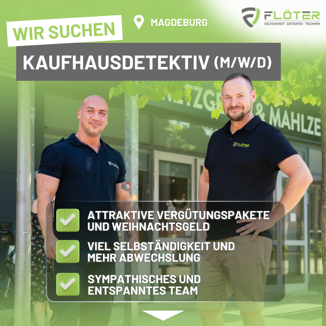 Flöter SDT GmbH Facebook ad: Kaufhausdetektiv (m/w/d) gesucht!