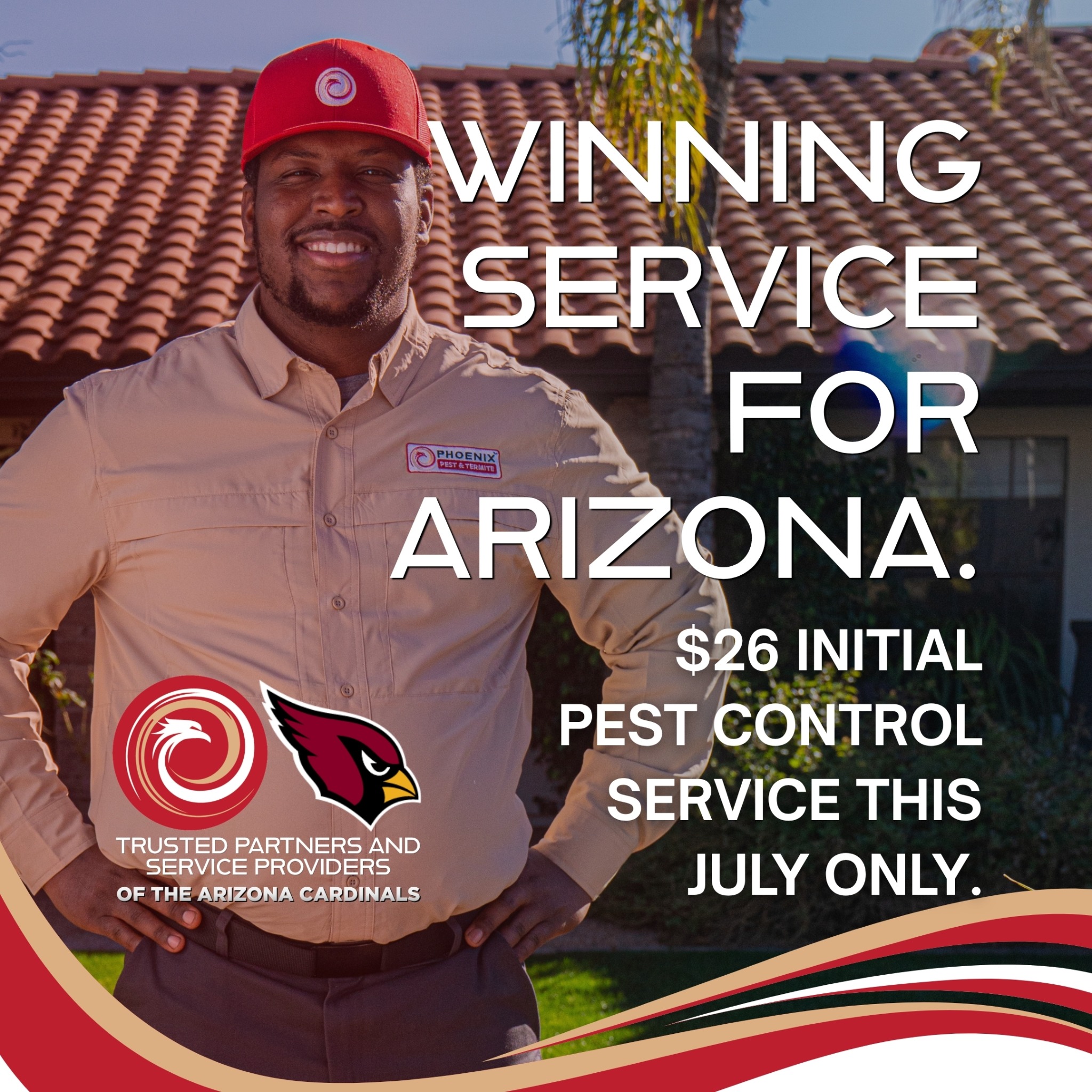 Phoenix Pest & Termite Control Facebook ad: Phoenix Heat = Pest Rush Season