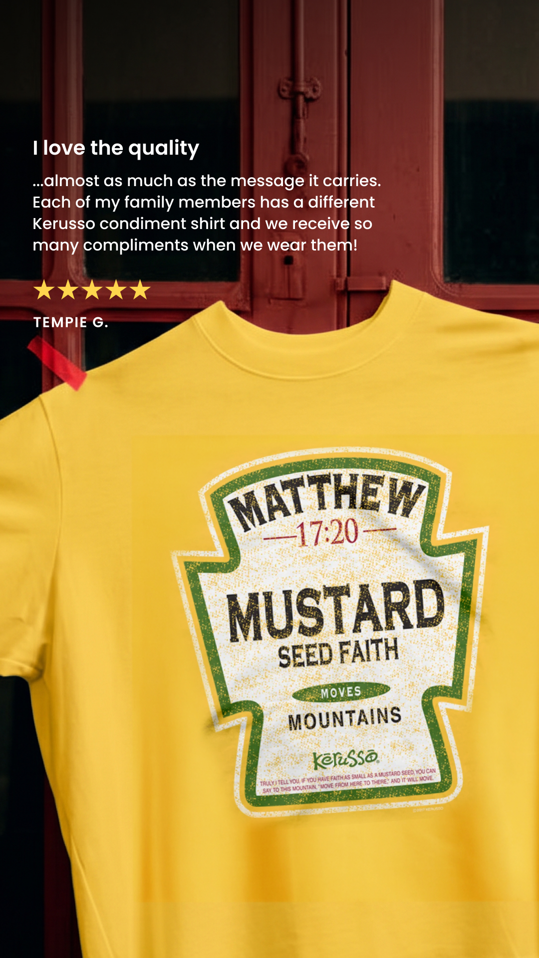 Kerusso Facebook ad: Faith-Filled Tees Customers Love