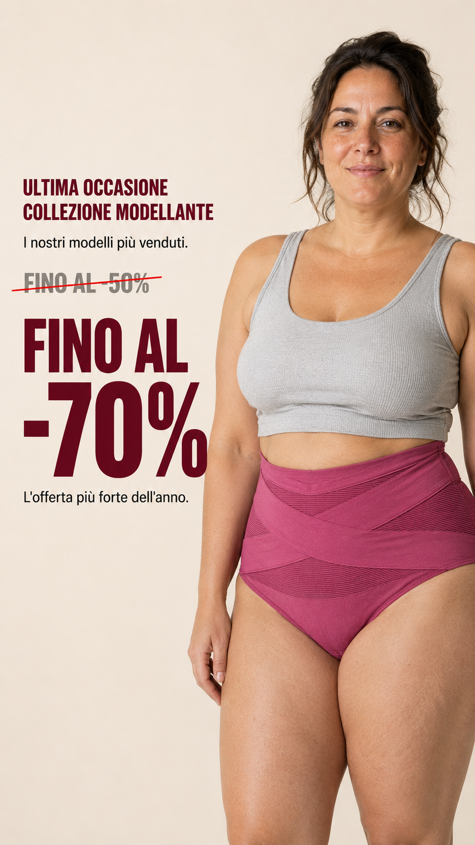Donnea Milano Facebook ad: Era -50%. Ora fino al -70%.