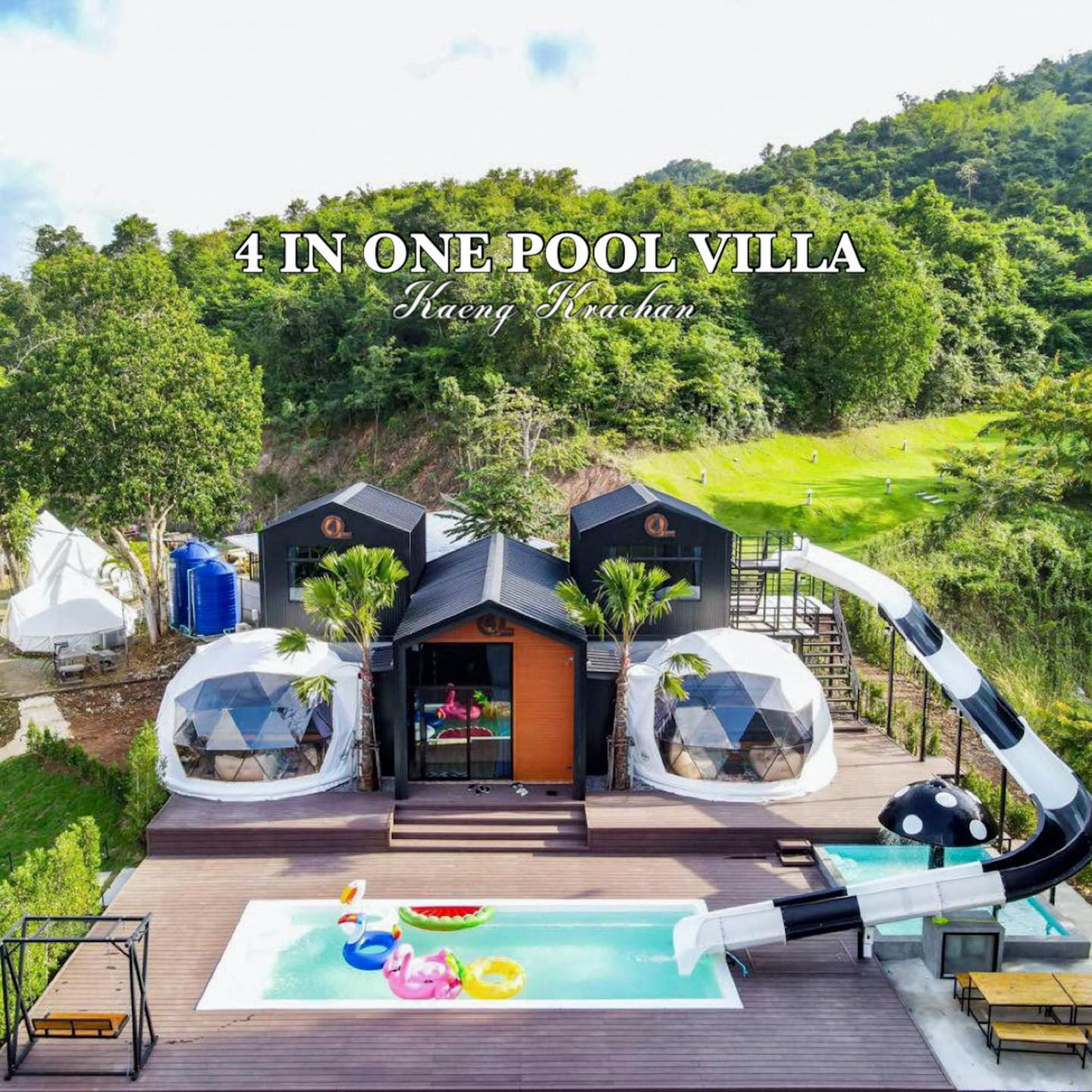 4 in One Pool Villa Kaeng Krachan Facebook ad: Pool villa เต๊นท์โดม แก่งกระจาน เปิดใหม่แล้ววันนี้