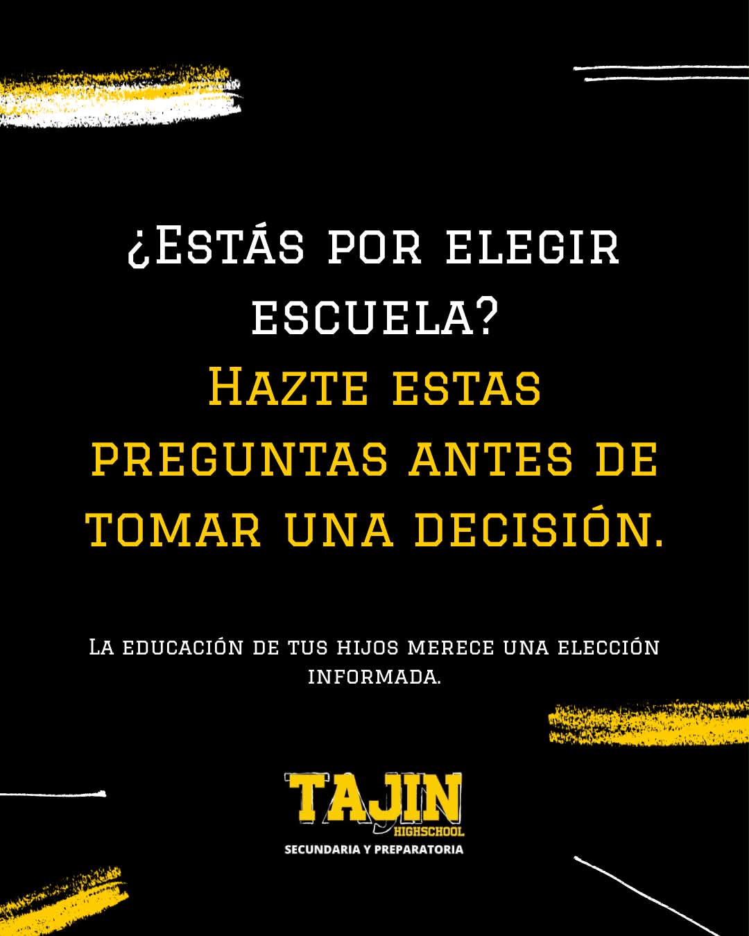 Colegio Tajin Facebook ad: Antes de elegir una escuela, imagina esto…