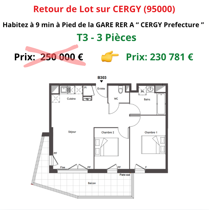 Exclusivité - immoneuf Facebook ad: Retour de Lot sur Cergy (95000).