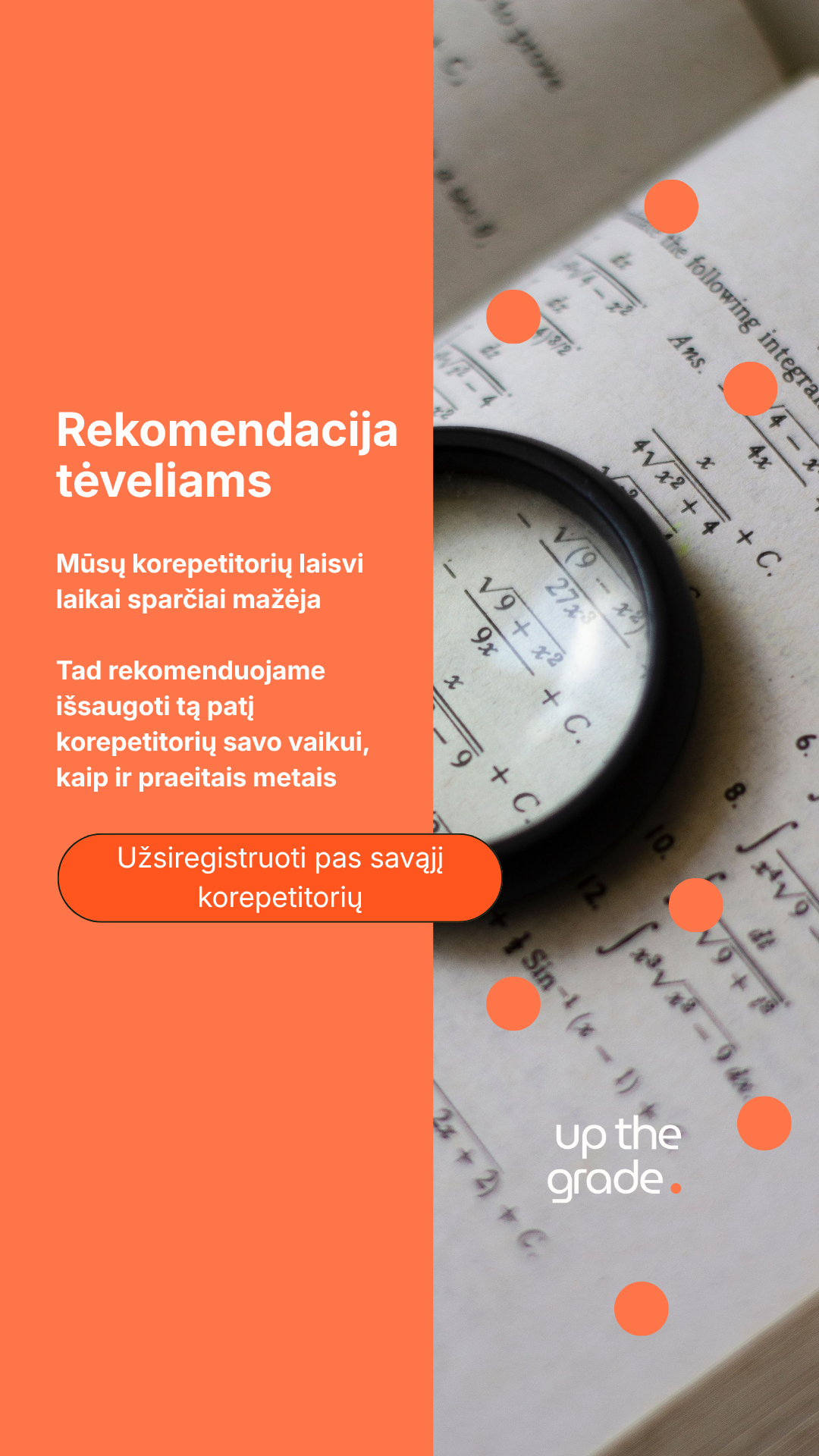 Upthegrade.lt Facebook ad: Pagerinkite matematikos pažymius