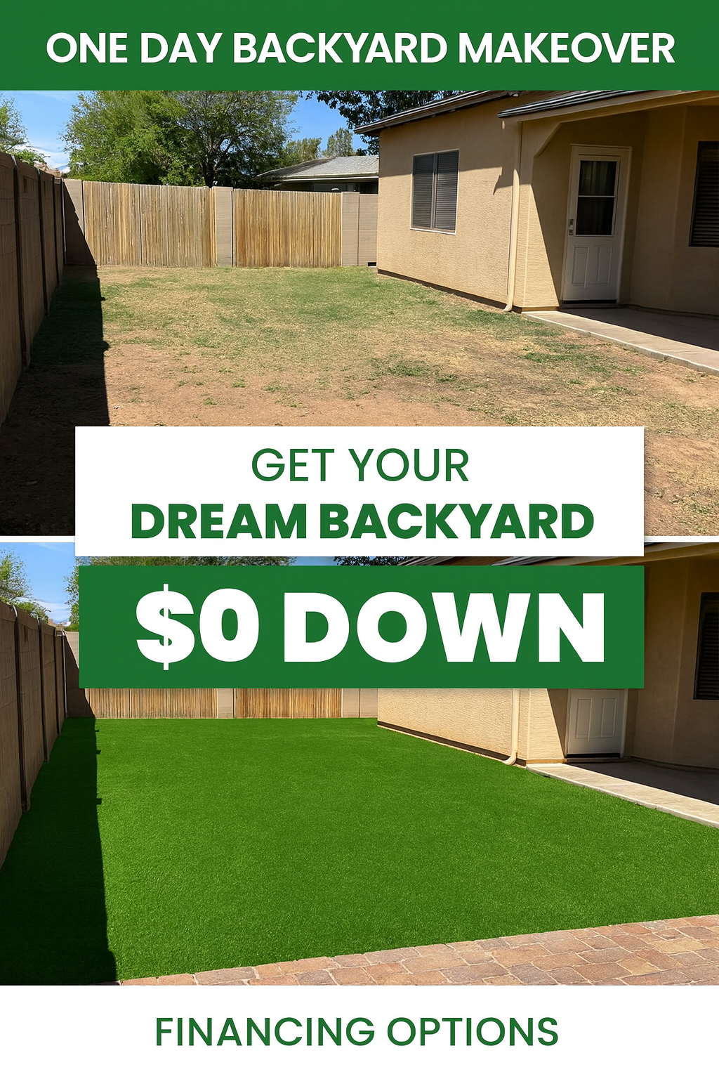 Always Green Turf AZ Facebook ad: $0 Down, $0 Deposit. Only Pay AFTER You 1000% Love Your…
