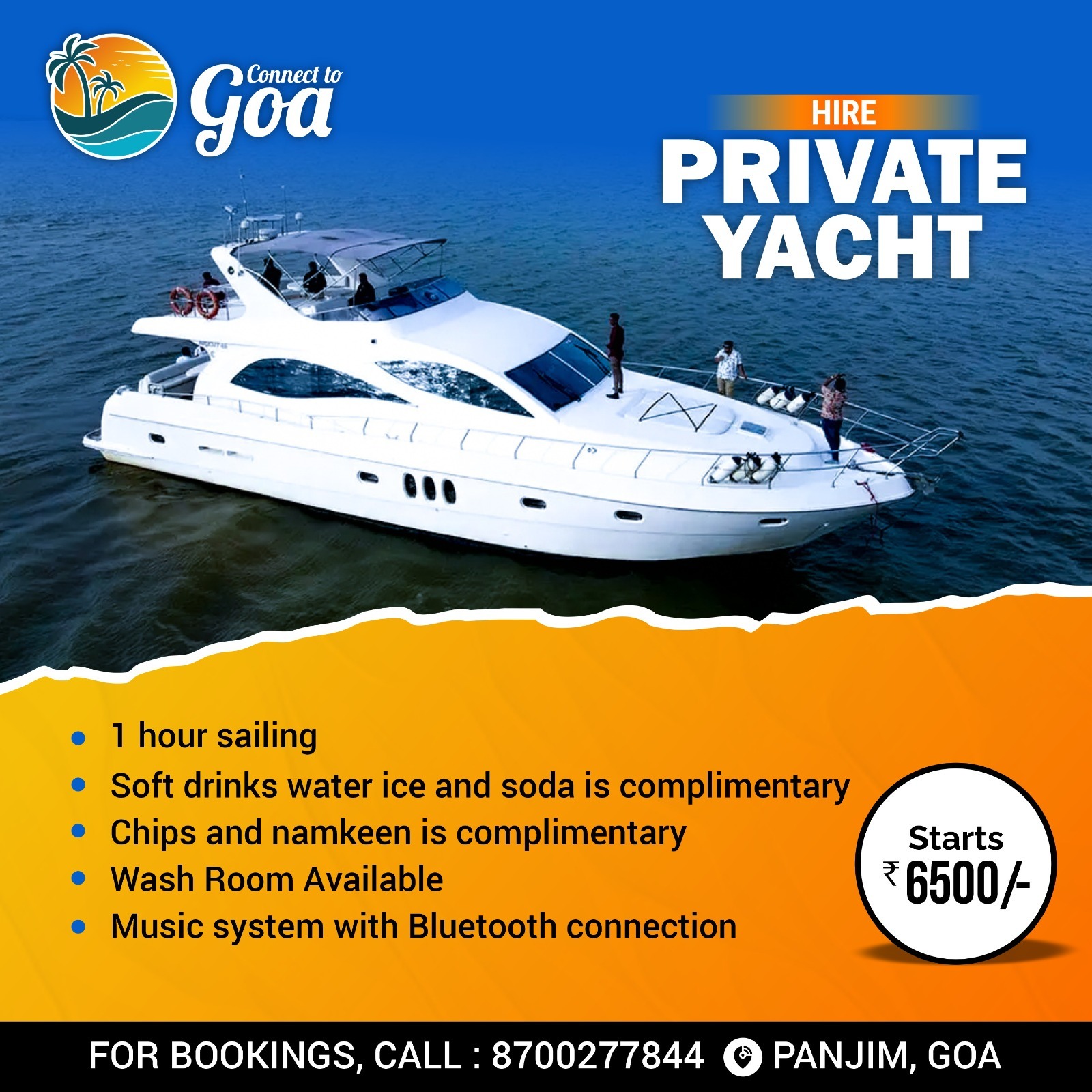 Connect To Goa Facebook ad: HIRE A PRIVATE YACHT IN GOA!