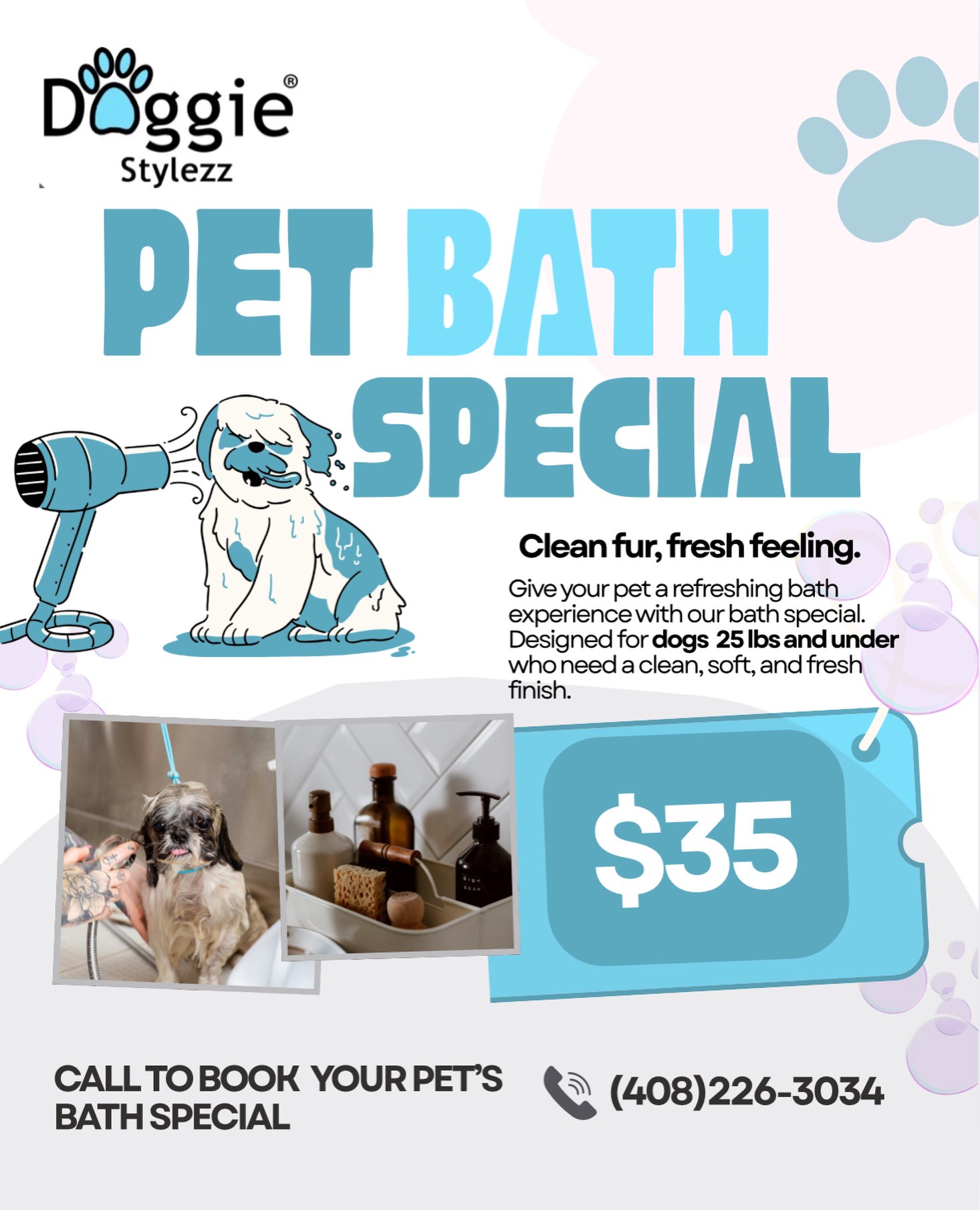 Doggie Stylezz Facebook ad: Pamper Your Pup at Doggie Stylezz! Description