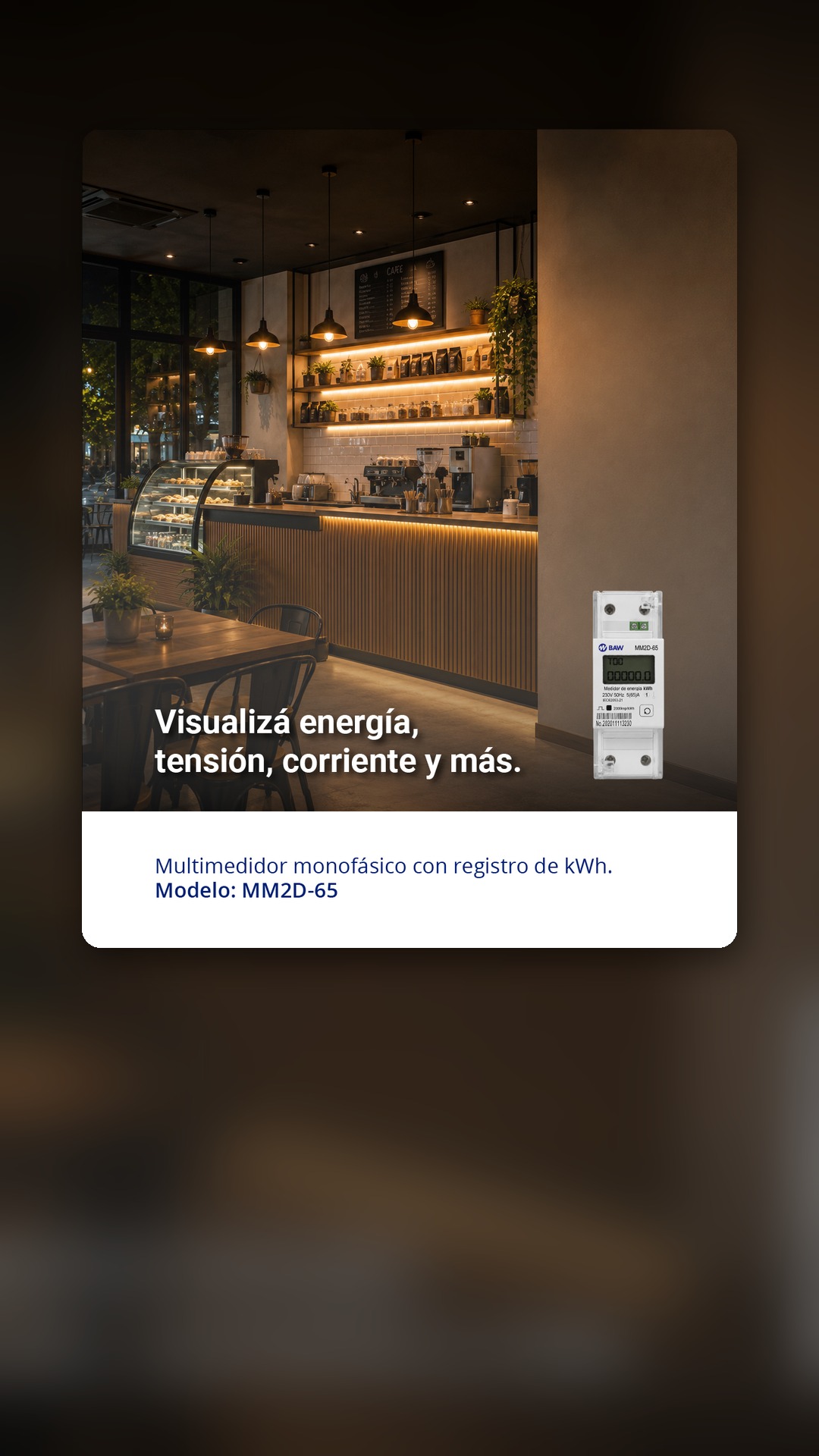 BAW electric Facebook ad: Medí energía, tensión y corriente