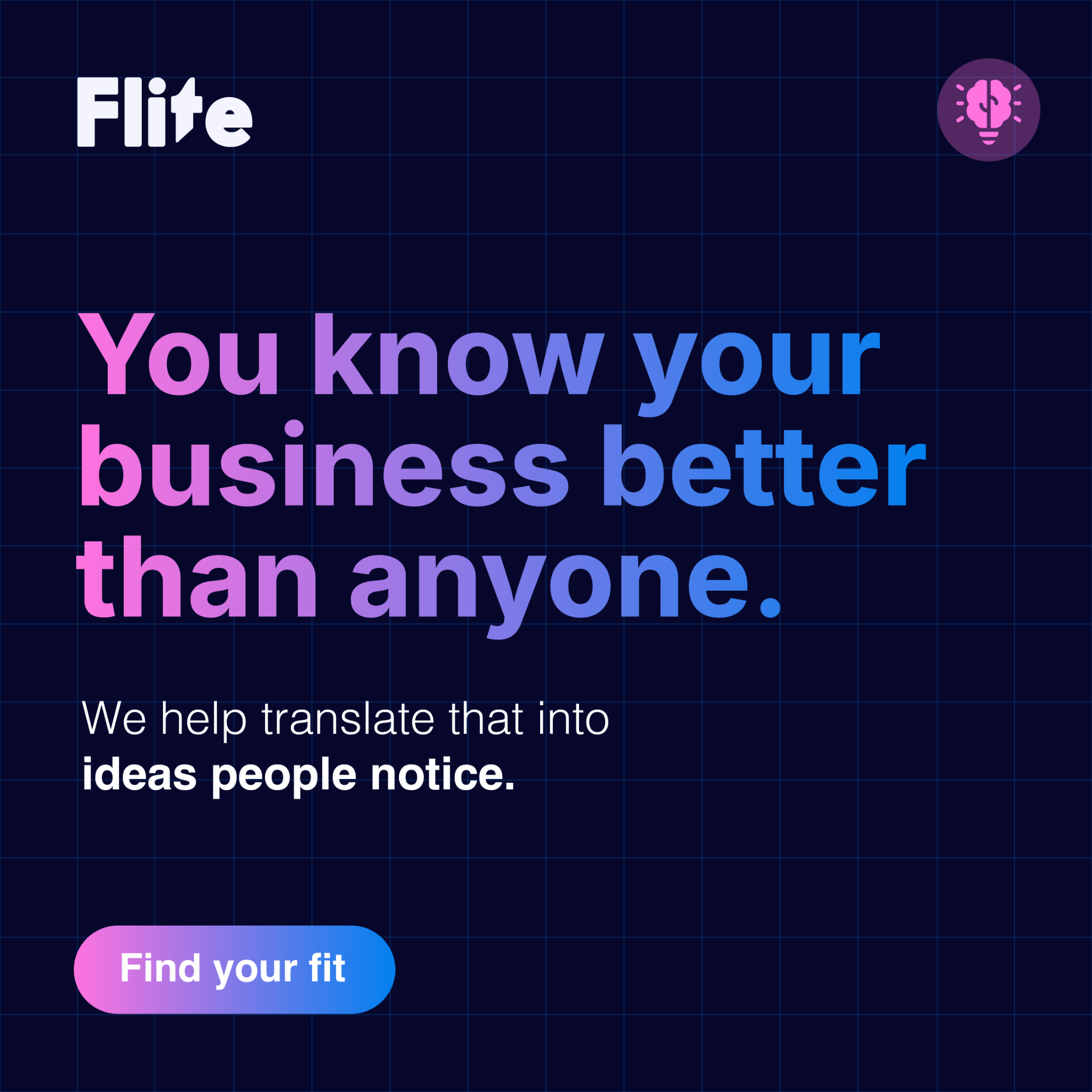 Flite Agency Facebook ad: We focus on the parts of marketing that…