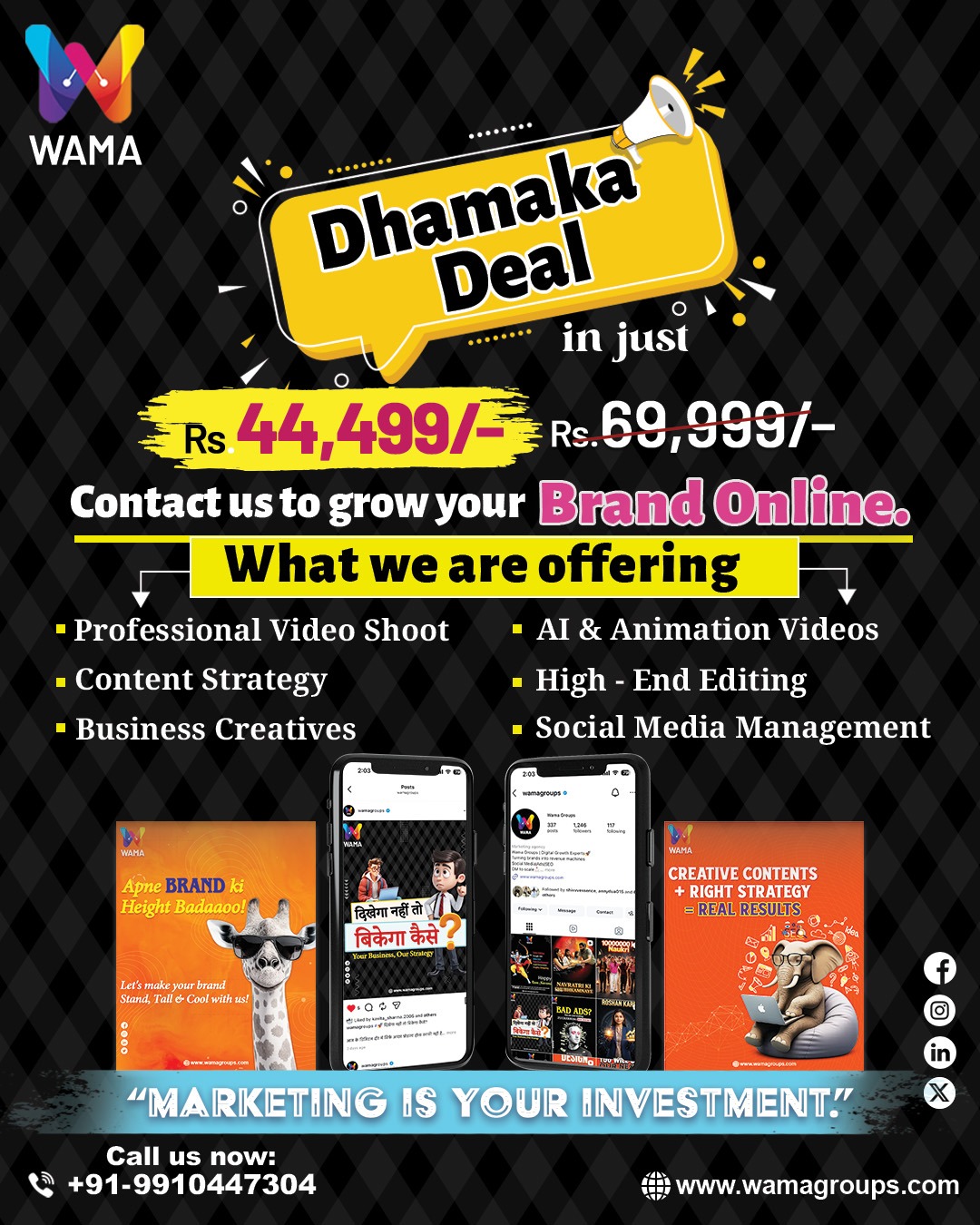 Wama Groups Facebook ad: Complete Marketing Package @ ₹44,499