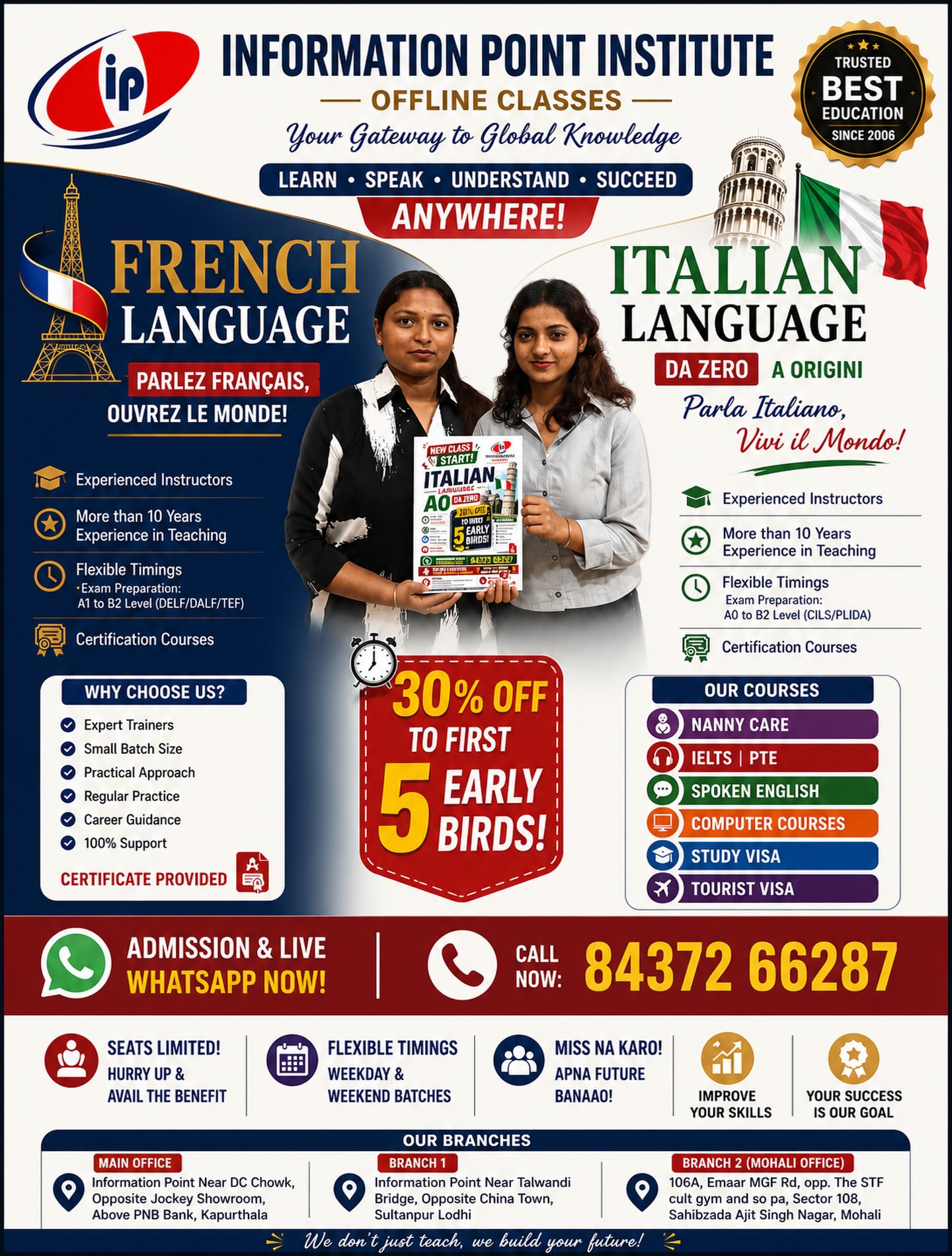 information_point_aicesm Facebook ad: FRENCH + ITALIAN LANGUAGE CLASSES NOW OPEN!