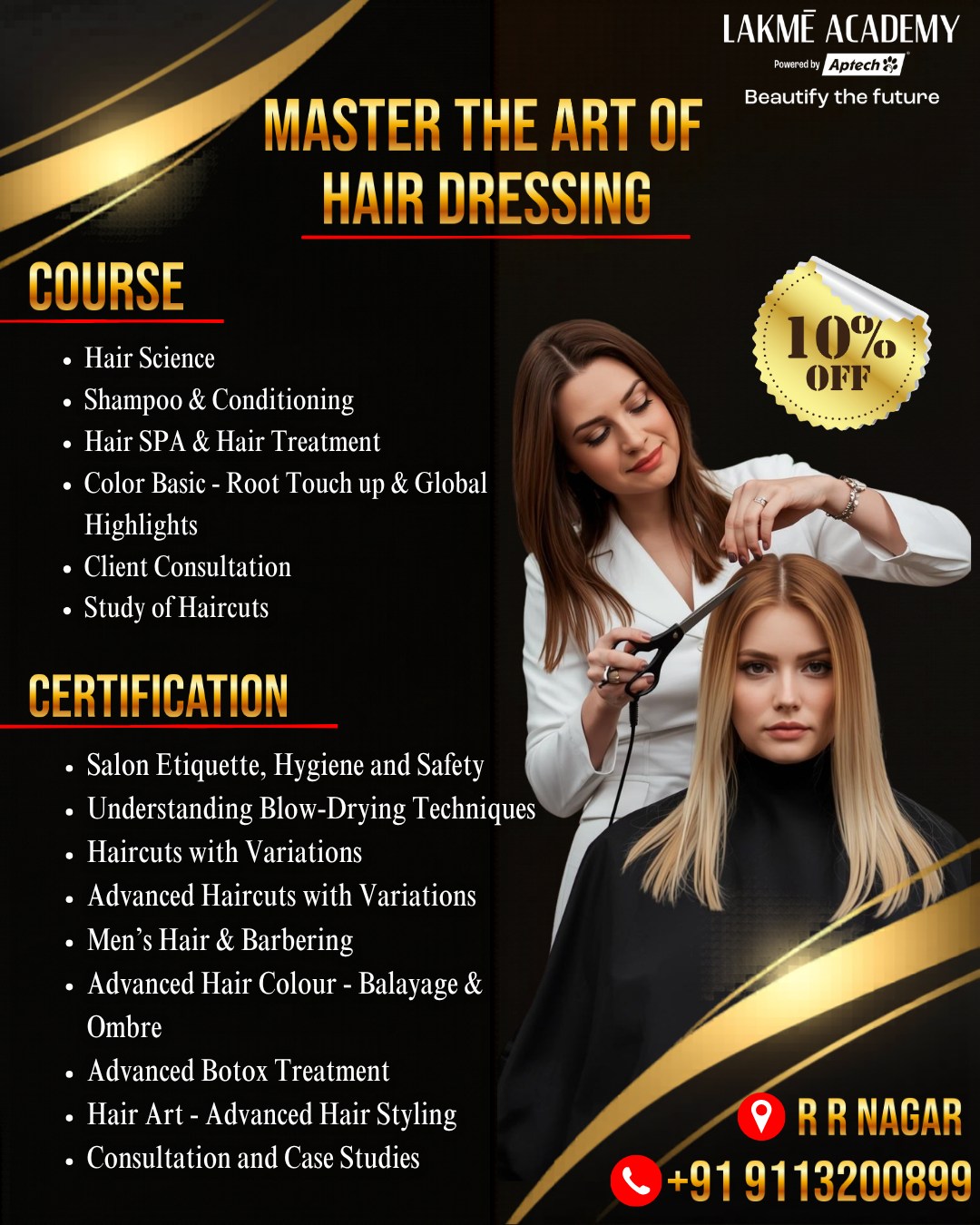 Lakme Academy RR NAGAR Facebook ad: Master the Art of Hairdressing!