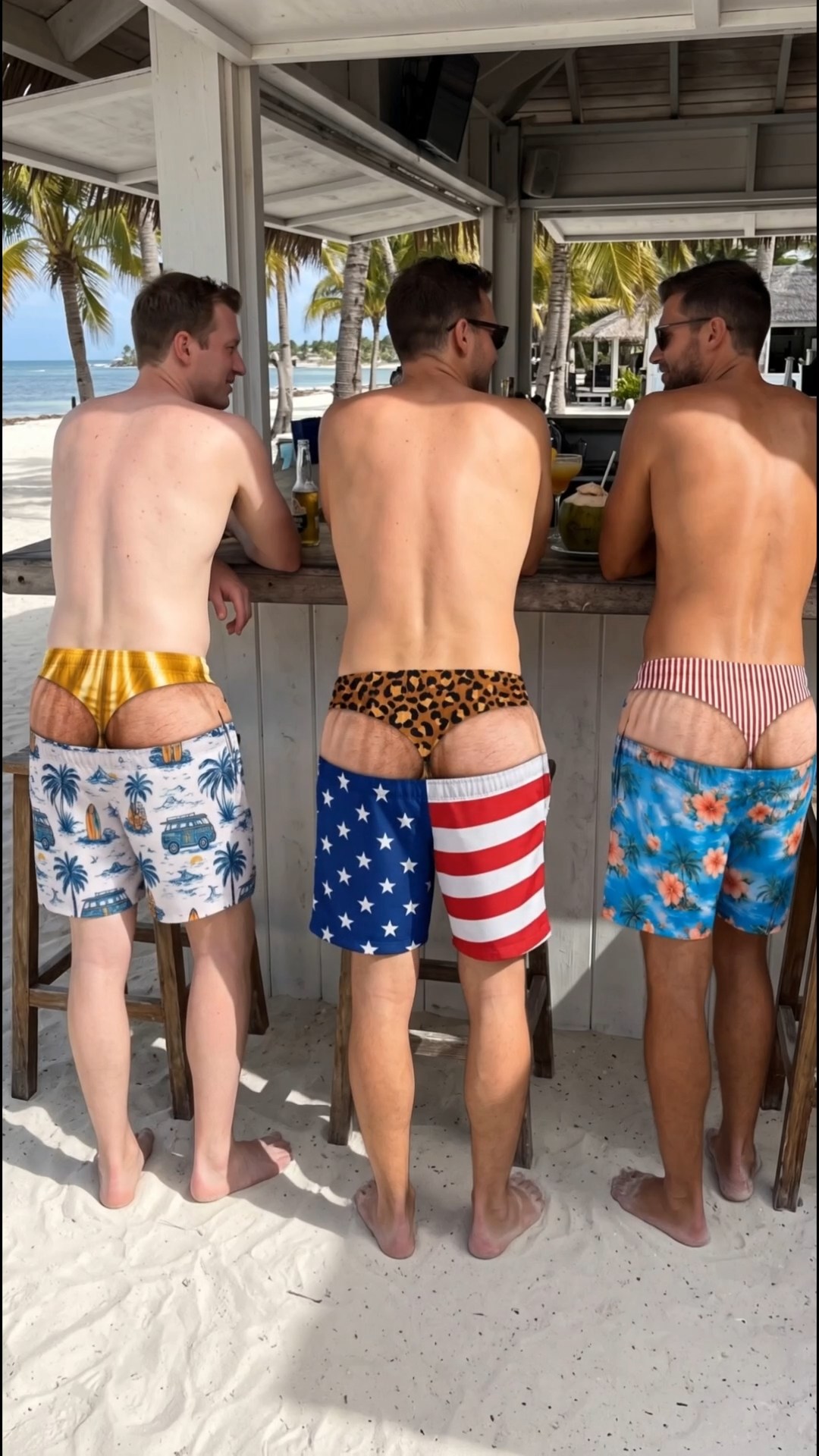 Pawfect House Global Facebook ad: Custom patriotic swim trunks made for turning every…