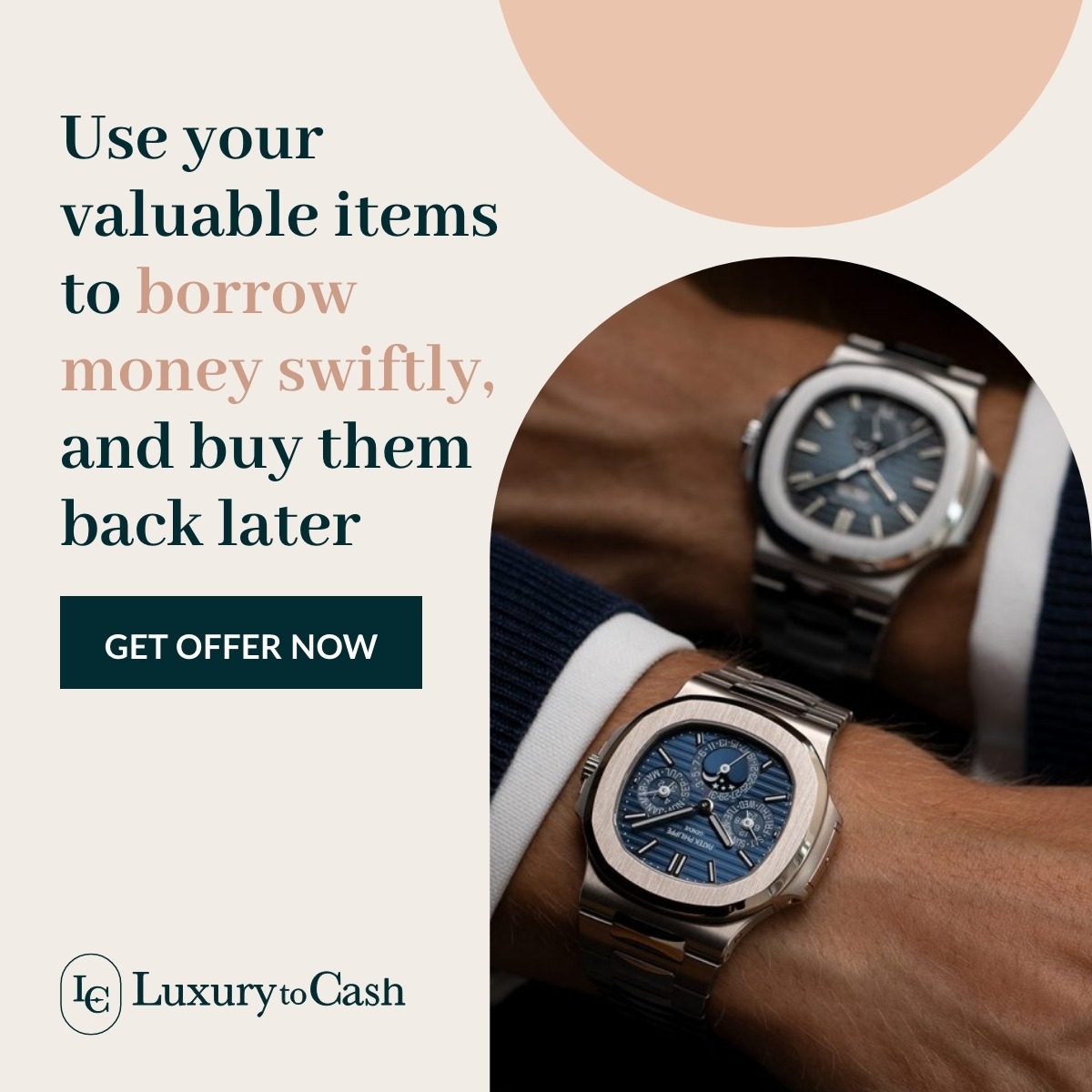 Luxury to Cash Facebook ad: Instant Cash offer